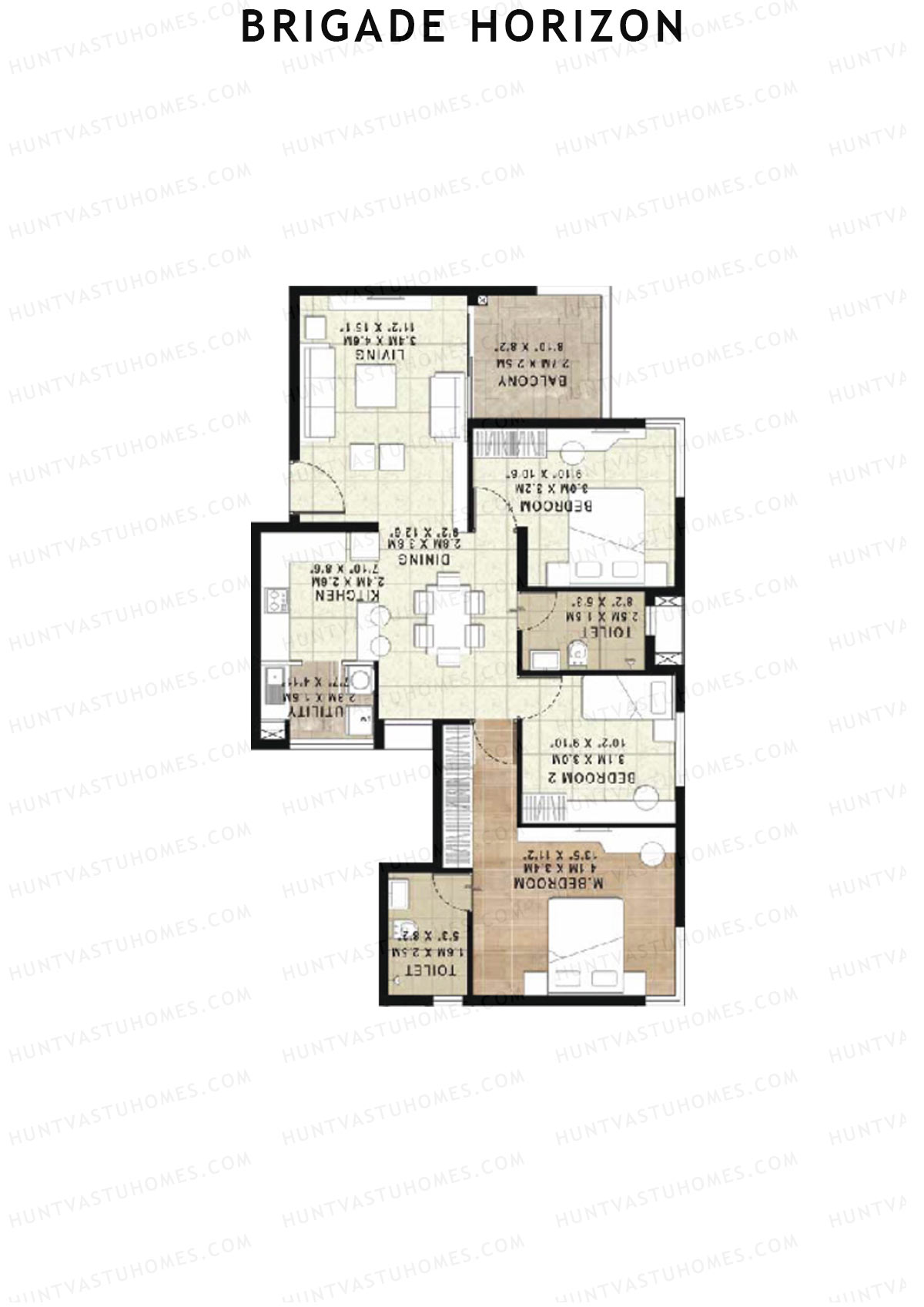 Brigade Horizon Block B Unit 7 (Type 6) Floor Plan