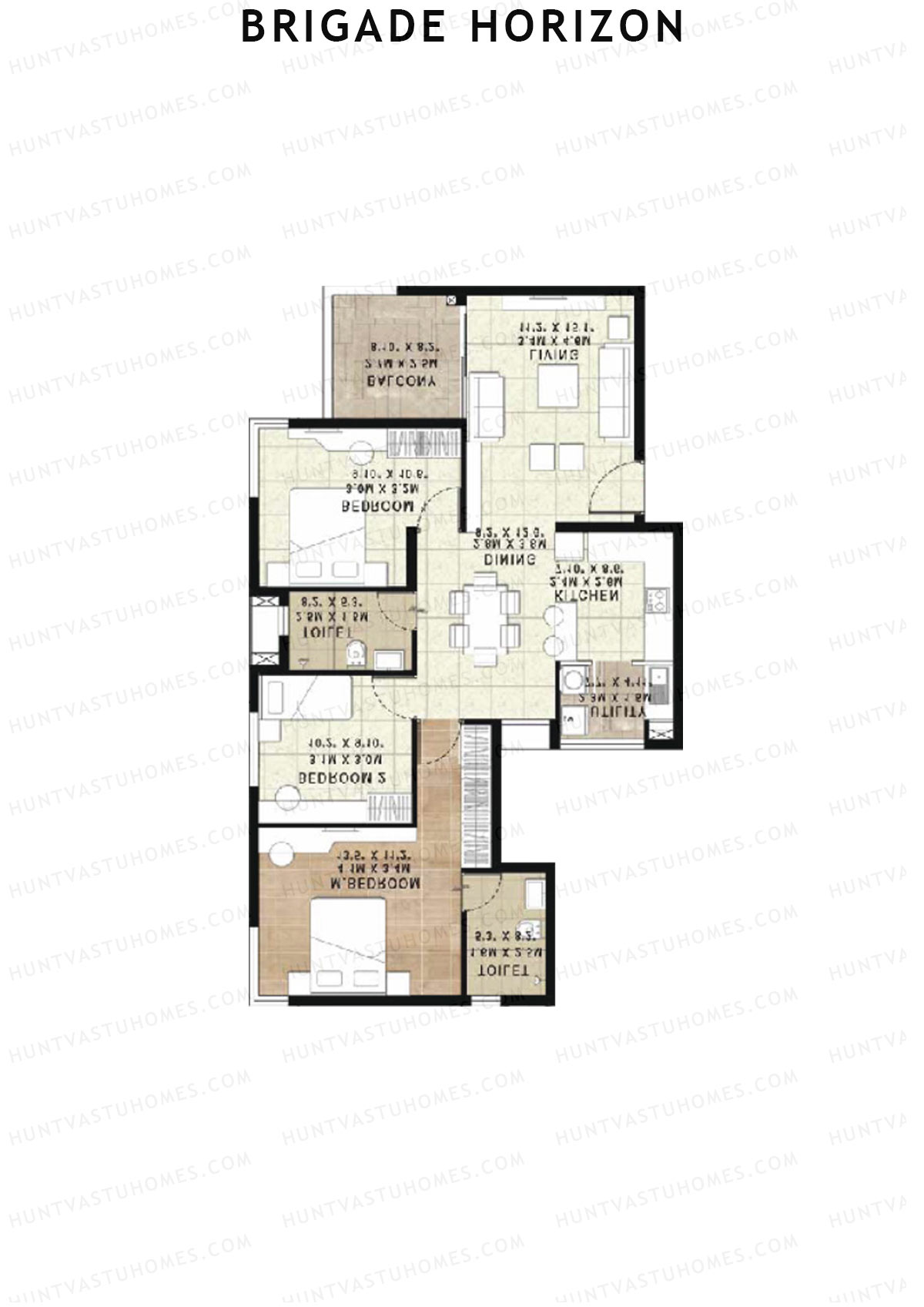 Brigade Horizon Block B Unit 8 (Type 6) Floor Plan