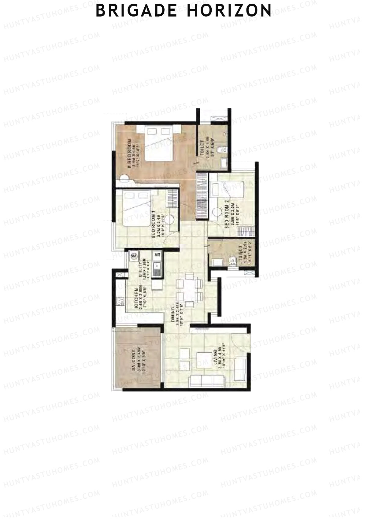 Brigade Horizon Block C Unit 11 (Type 7B) Floor Plan