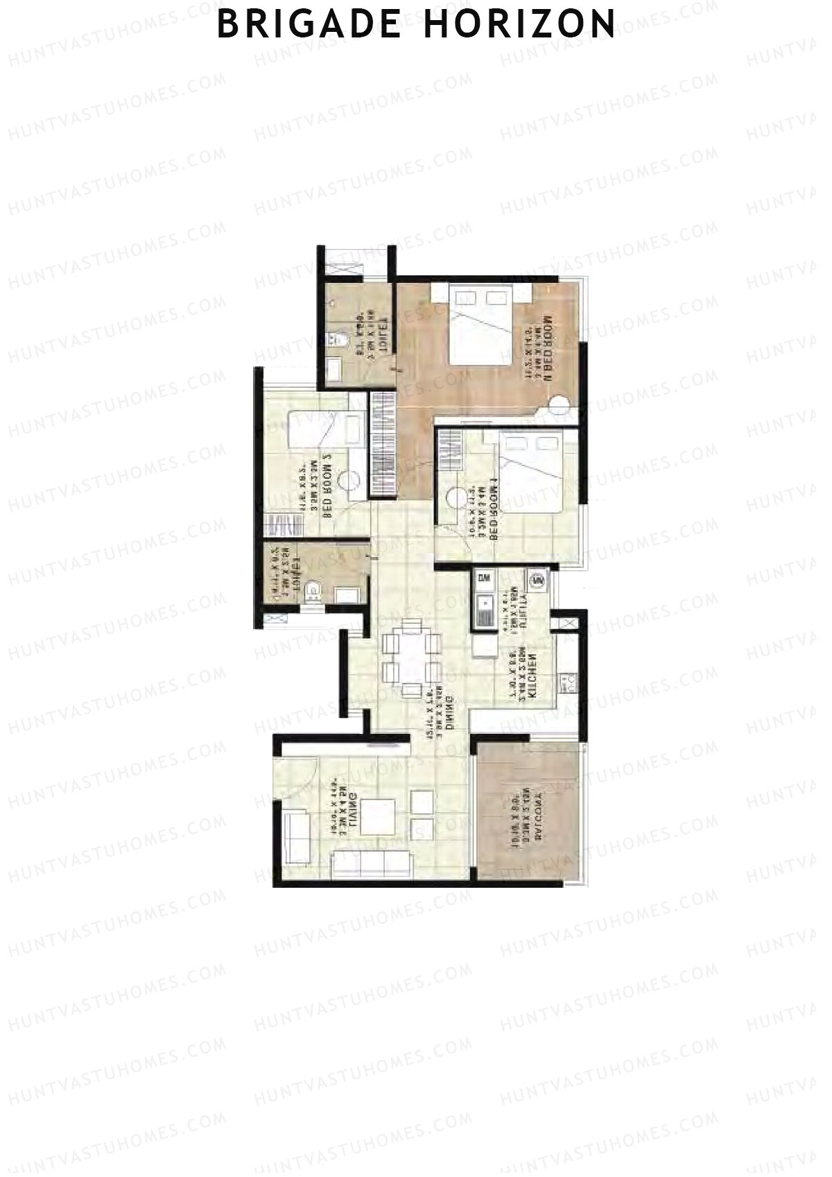 Brigade Horizon Block C Unit 12 (Type 7B) Floor Plan