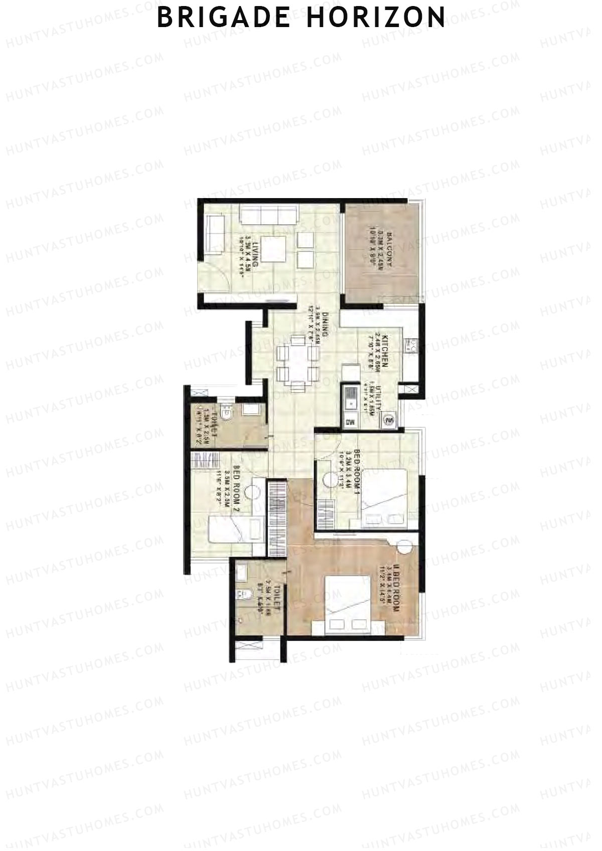 Brigade Horizon Block C Unit 9 (Type 7B) Floor Plan