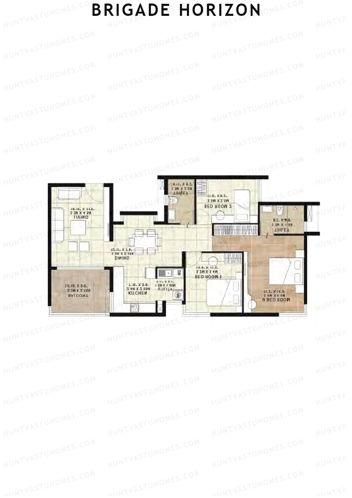 Brigade Horizon Block D Unit 14 (Type 7B) Floor Plan