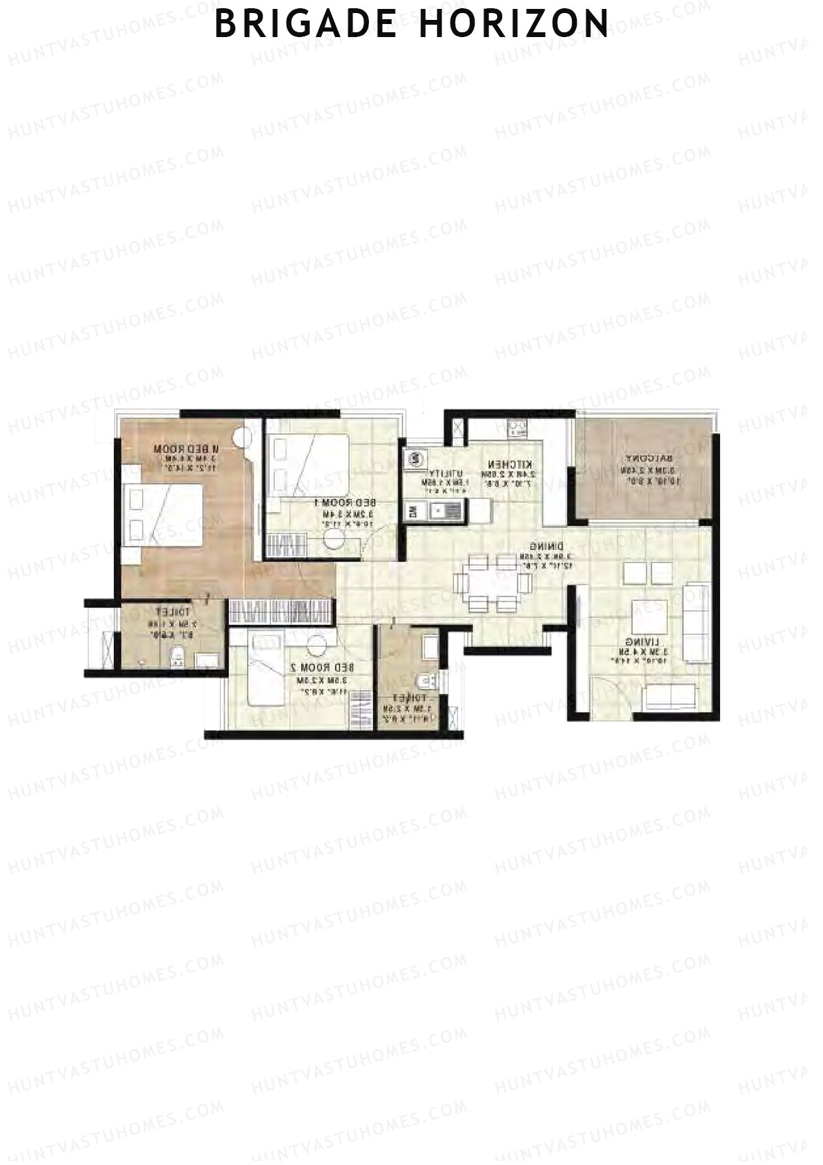 Brigade Horizon Block D Unit 16 (Type 7B) Floor Plan