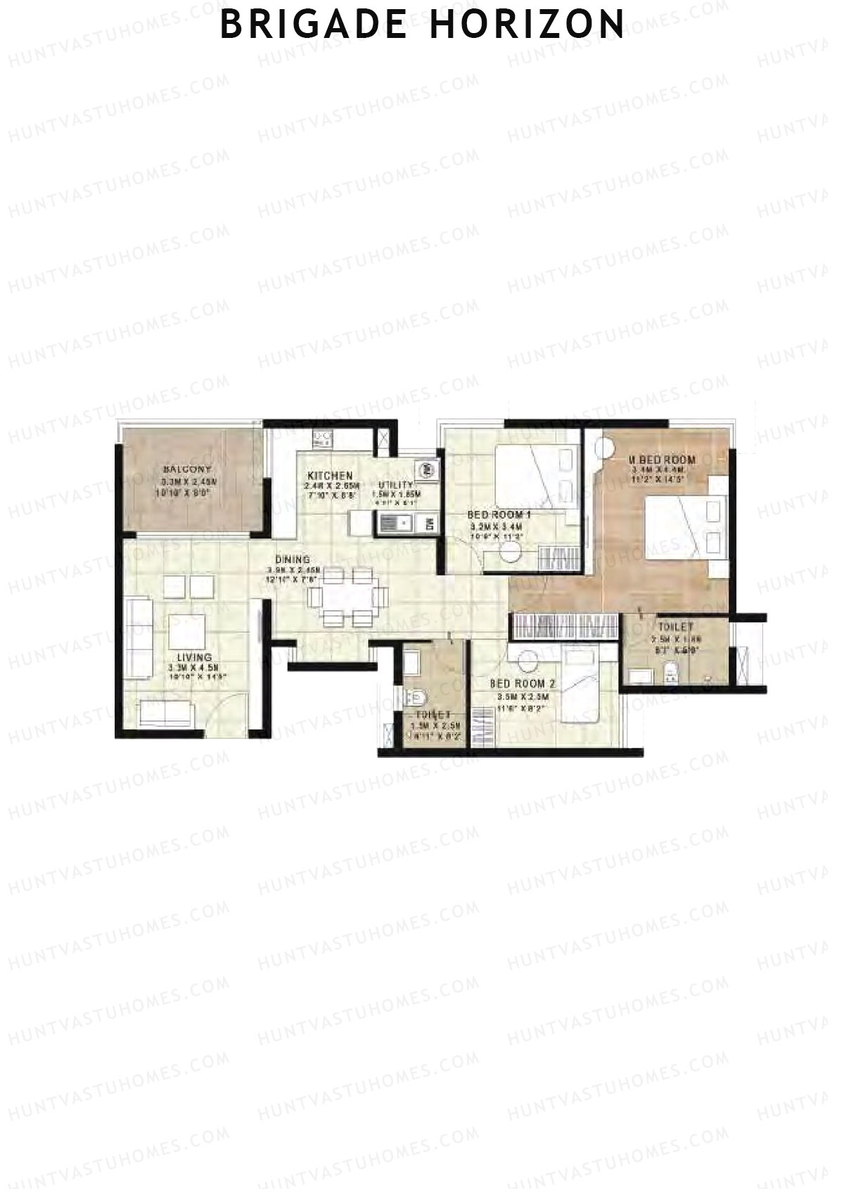 Brigade Horizon Block E Unit 17 (Type 7B) Floor Plan