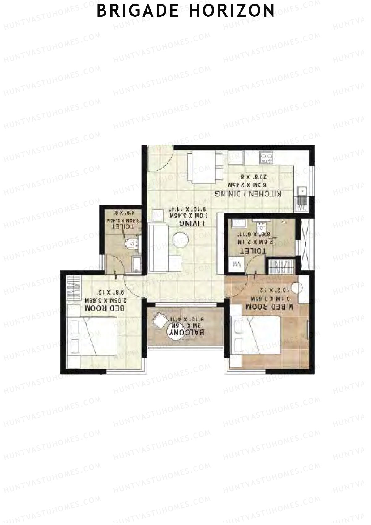 Brigade Horizon Block G Unit 26 (Type 2A) Floor Plan