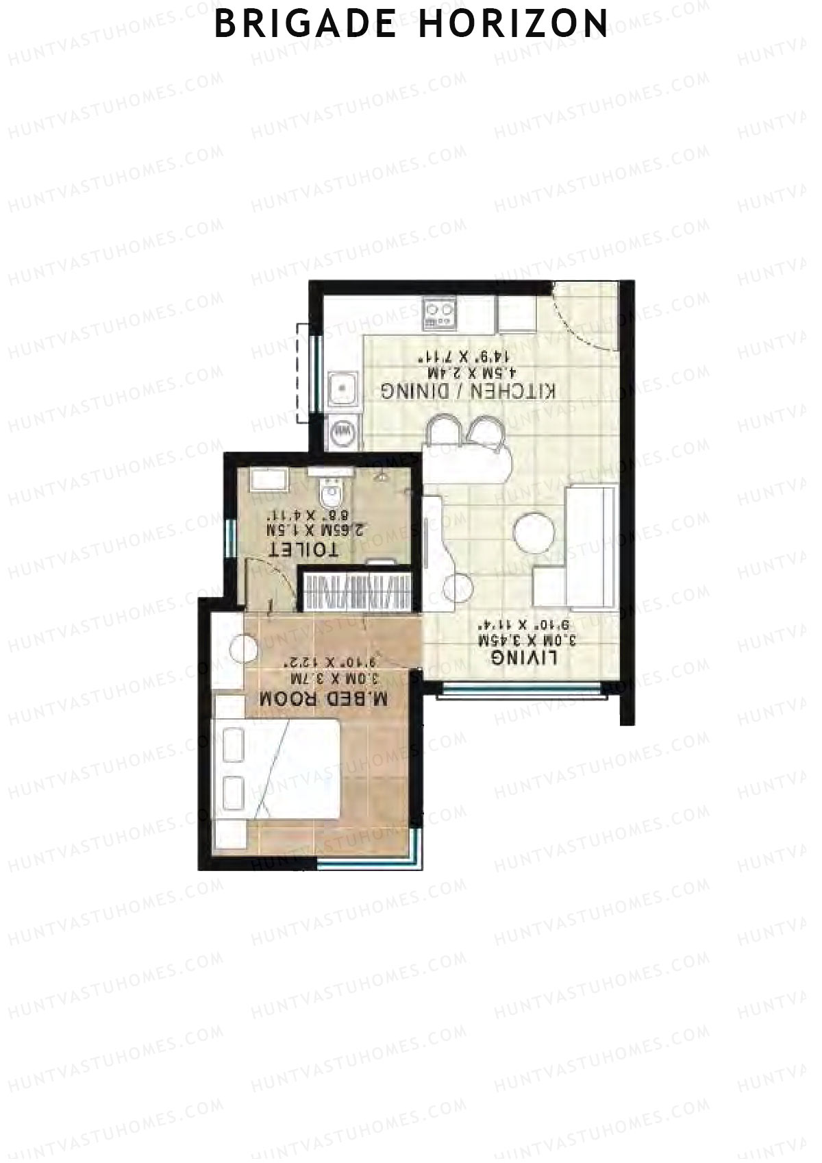 Brigade Horizon Block H Unit 31 (Type 1A) Floor Plan