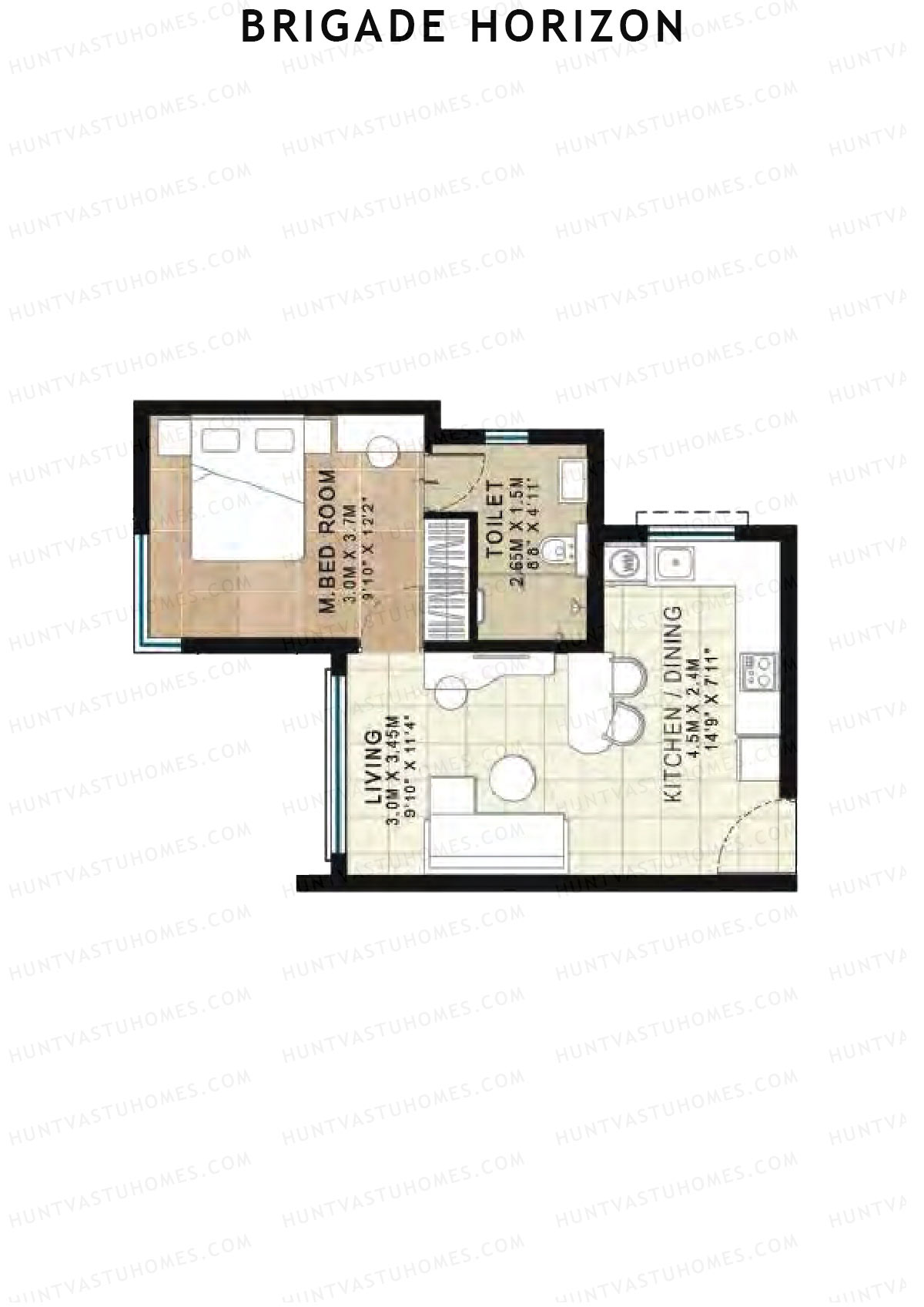 Brigade Horizon Block H Unit 33 (Type 1A) Floor Plan