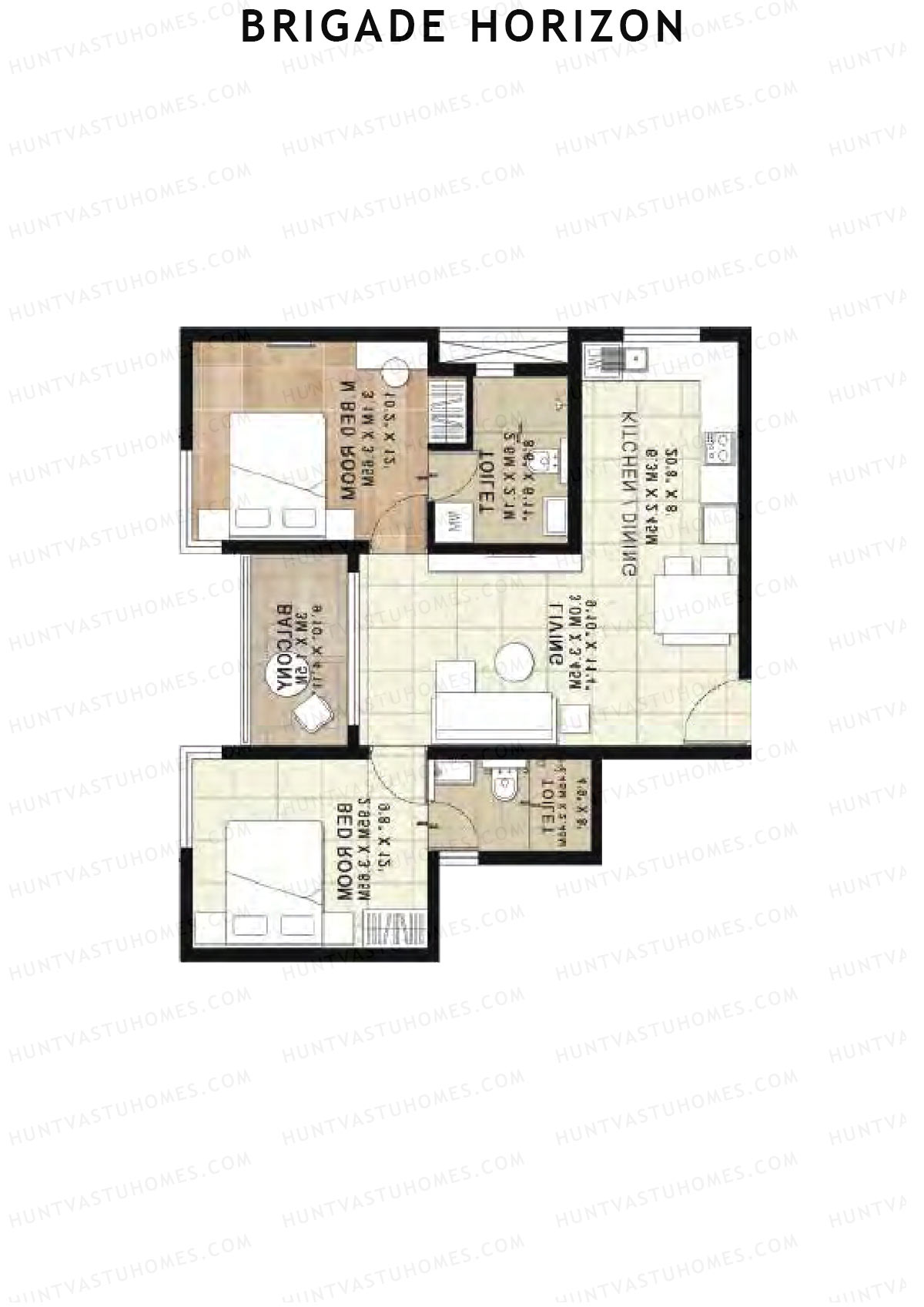 Brigade Horizon Block J Unit 39 (Type 2A) Floor Plan
