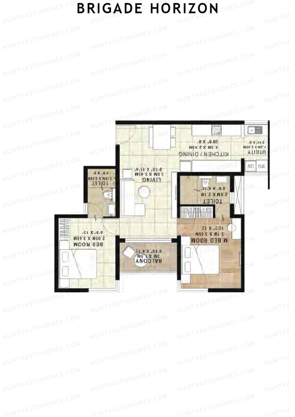 Brigade Horizon Block M Unit 53 (Type 4A) Floor Plan