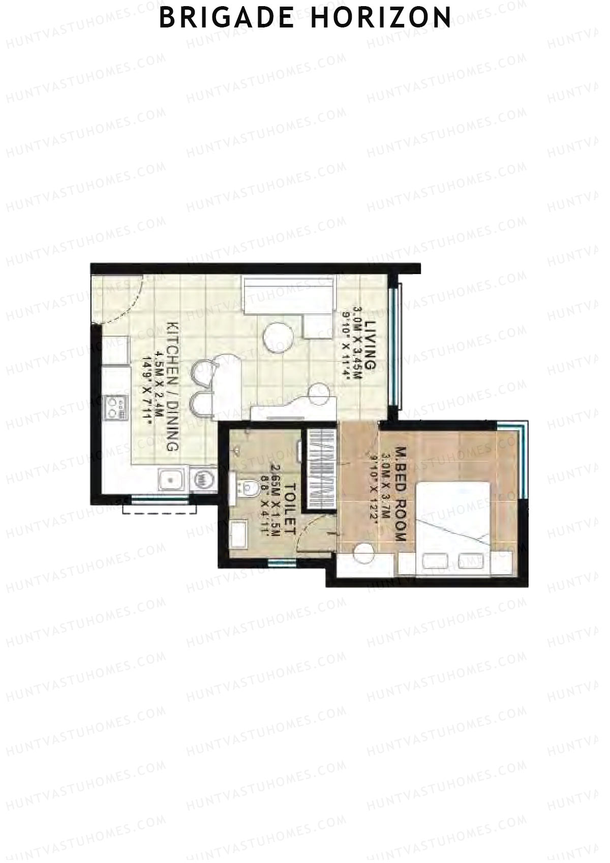 Brigade Horizon Block N Unit 55 (Type 1A) Floor Plan