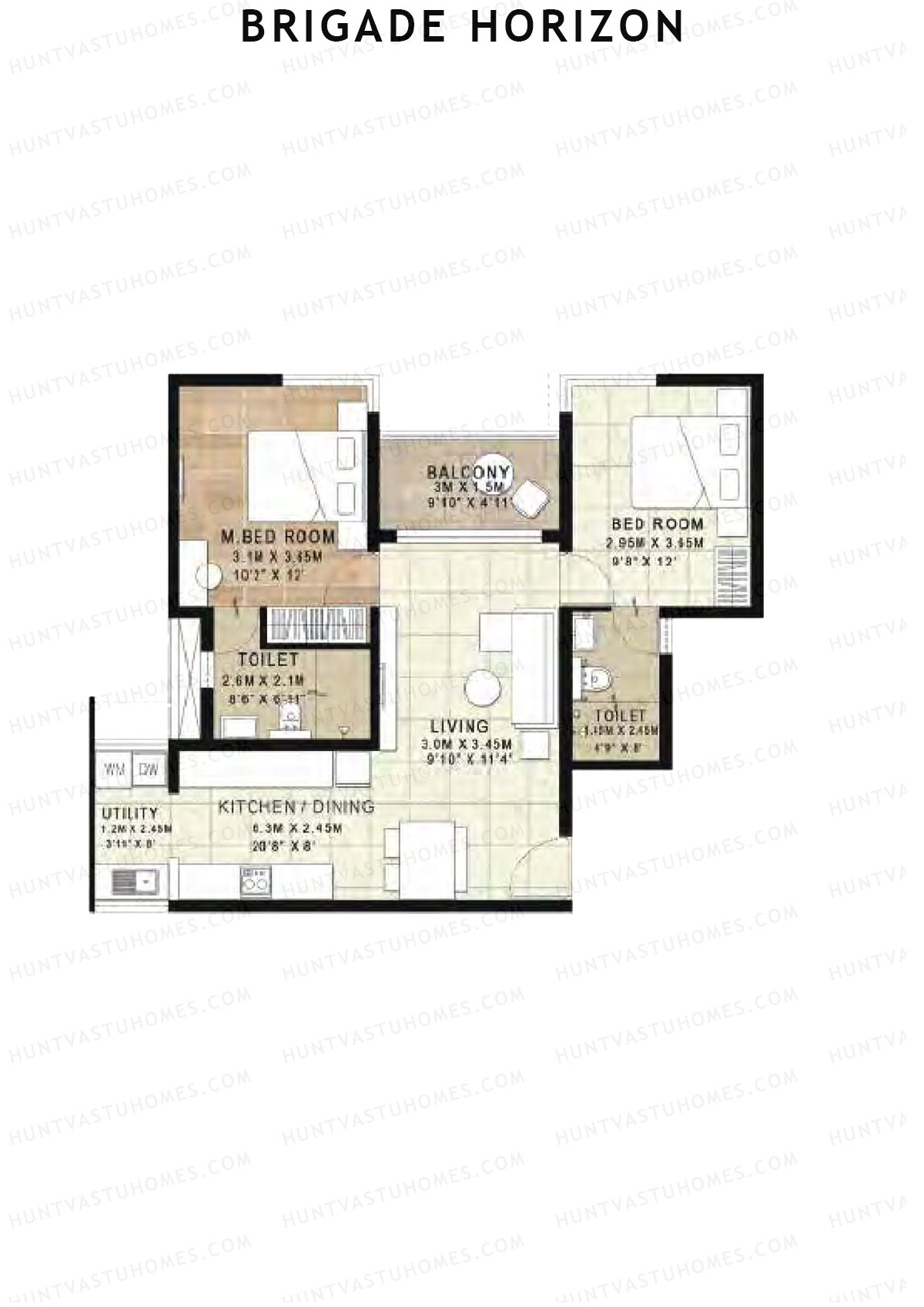 Brigade Horizon Block O Unit 60 (Type 4A) Floor Plan