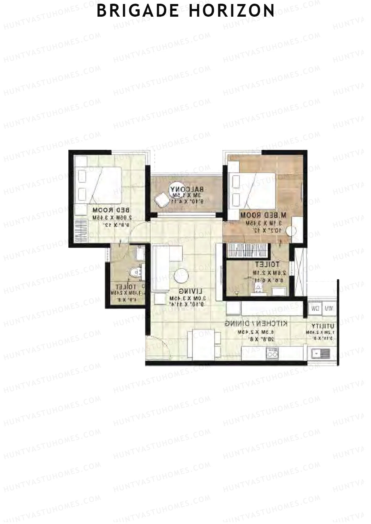 Brigade Horizon Block O Unit 61 (Type 4A) Floor Plan