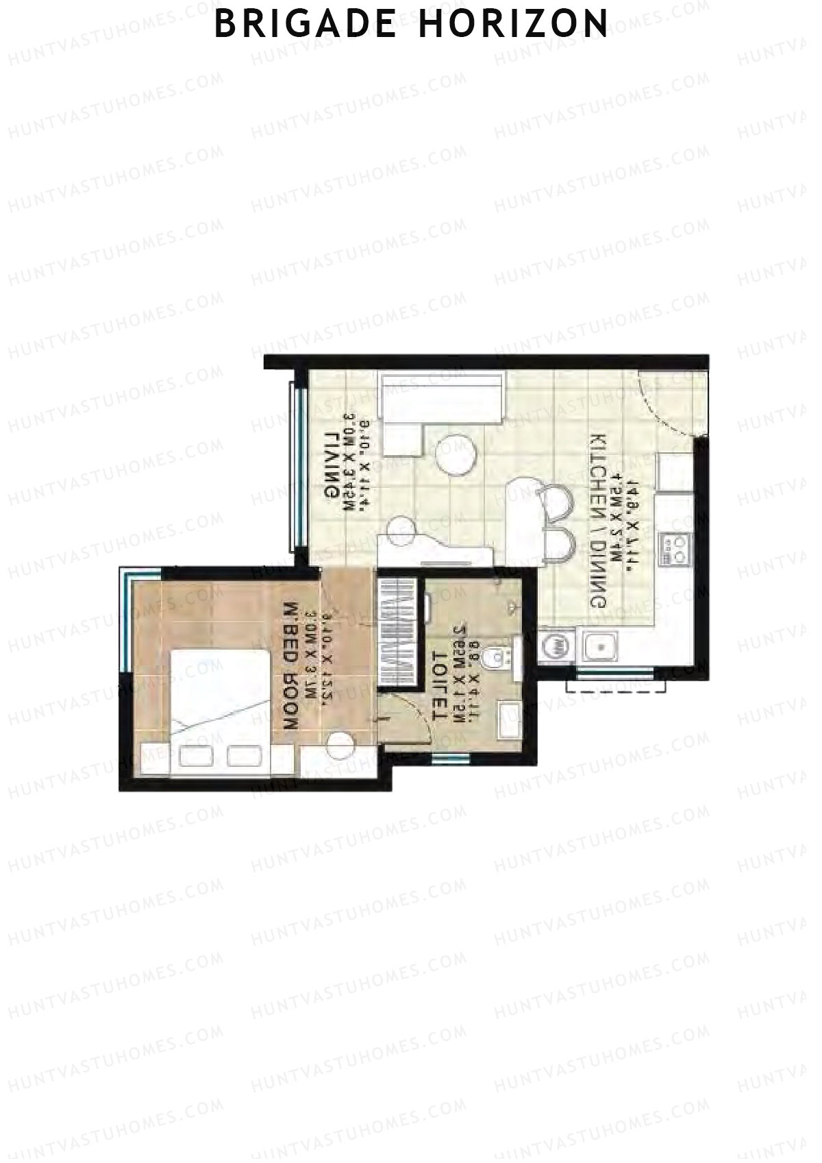 Brigade Horizon Block P Unit 65 (Type 1A) Floor Plan