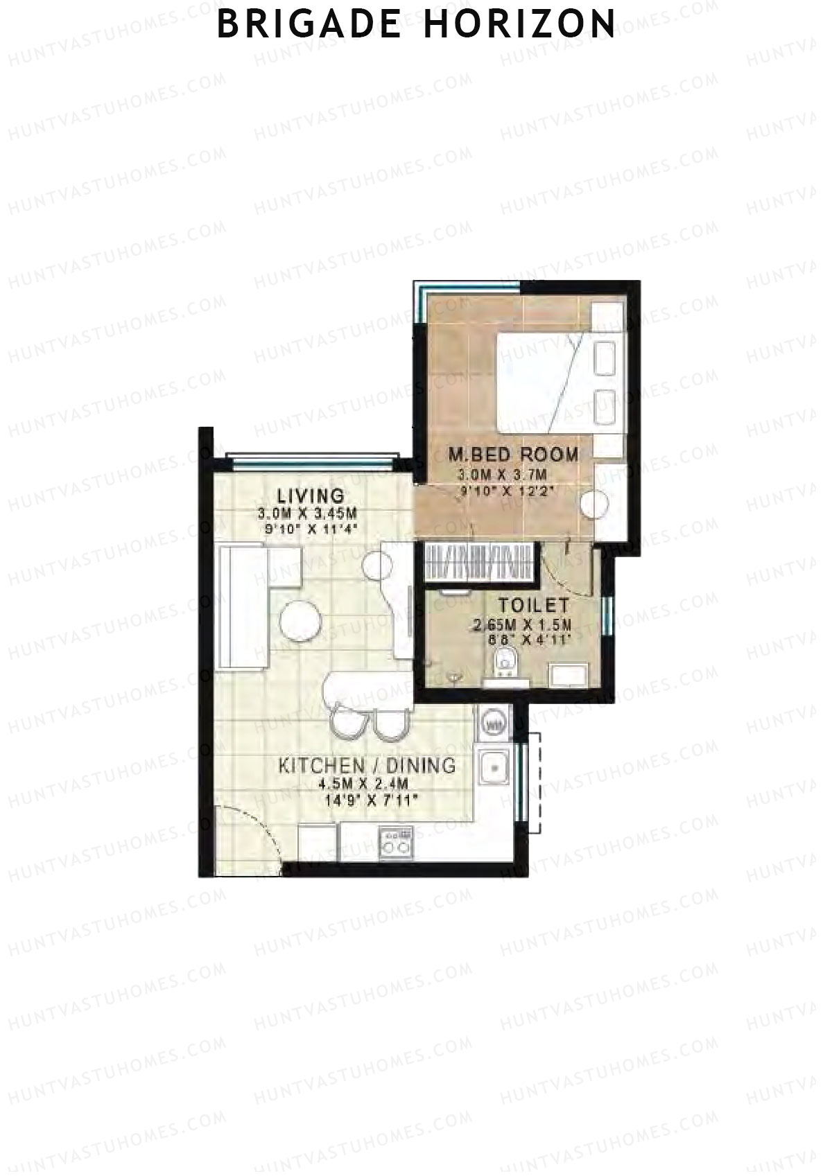 Brigade Horizon Block P Unit 67 (Type 1A) Floor Plan