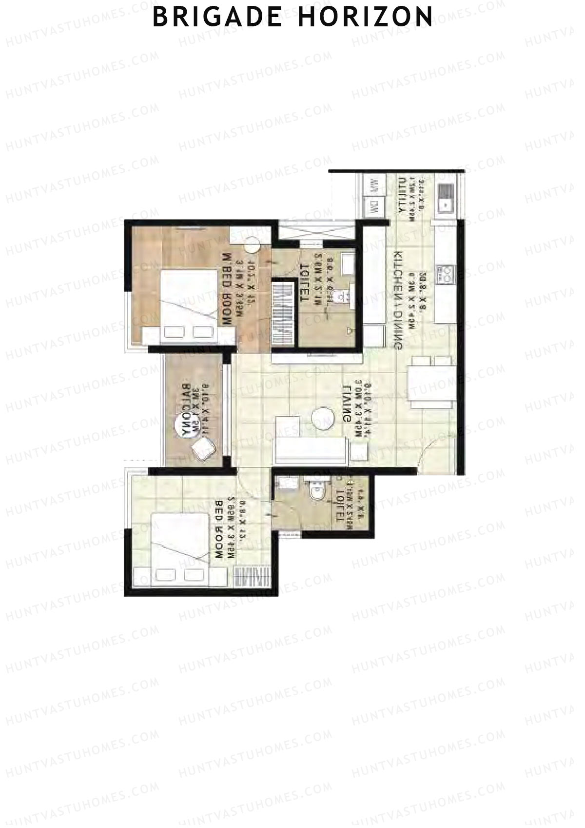 Brigade Horizon Block R Unit 72 (Type 4A) Floor Plan
