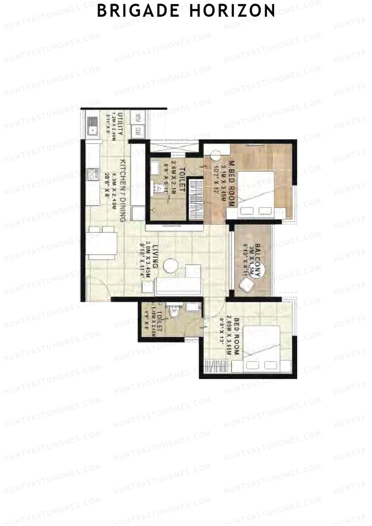 Brigade Horizon Block R Unit 73 (Type 4A) Floor Plan