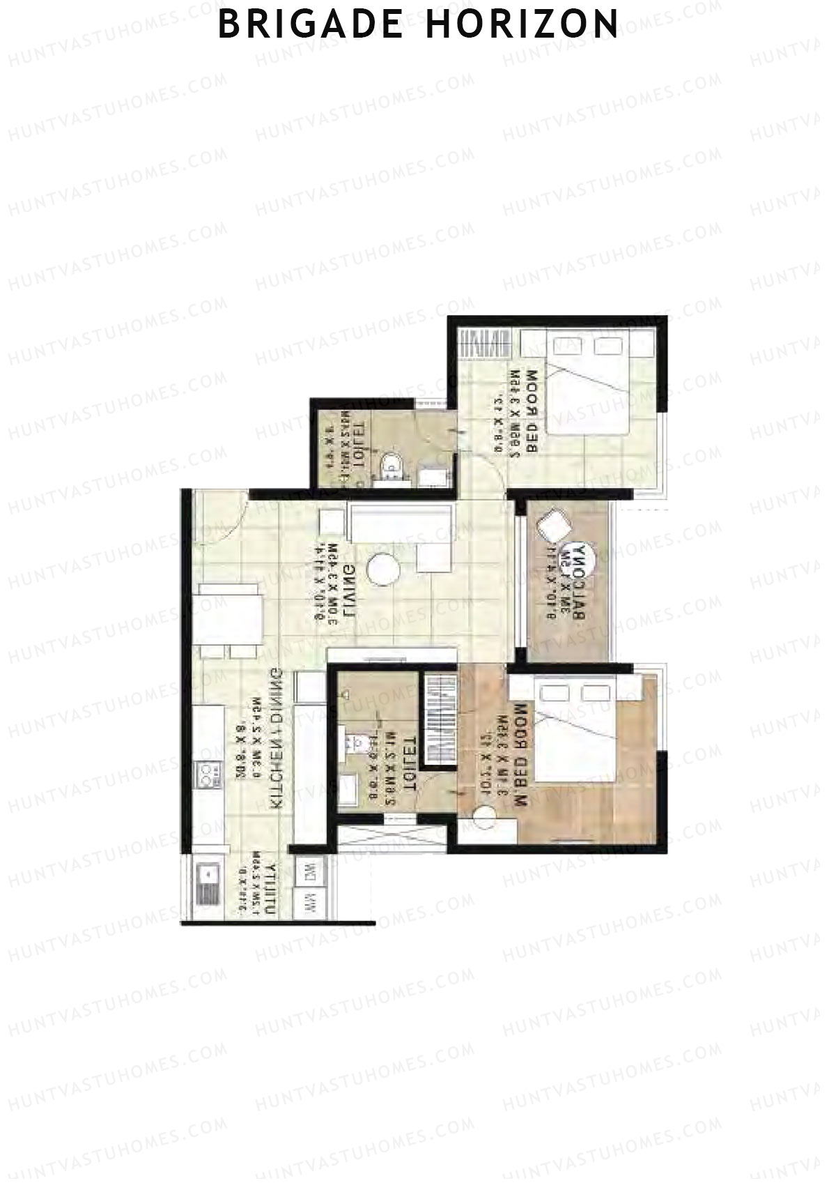 Brigade Horizon Block R Unit 74 (Type 4A) Floor Plan