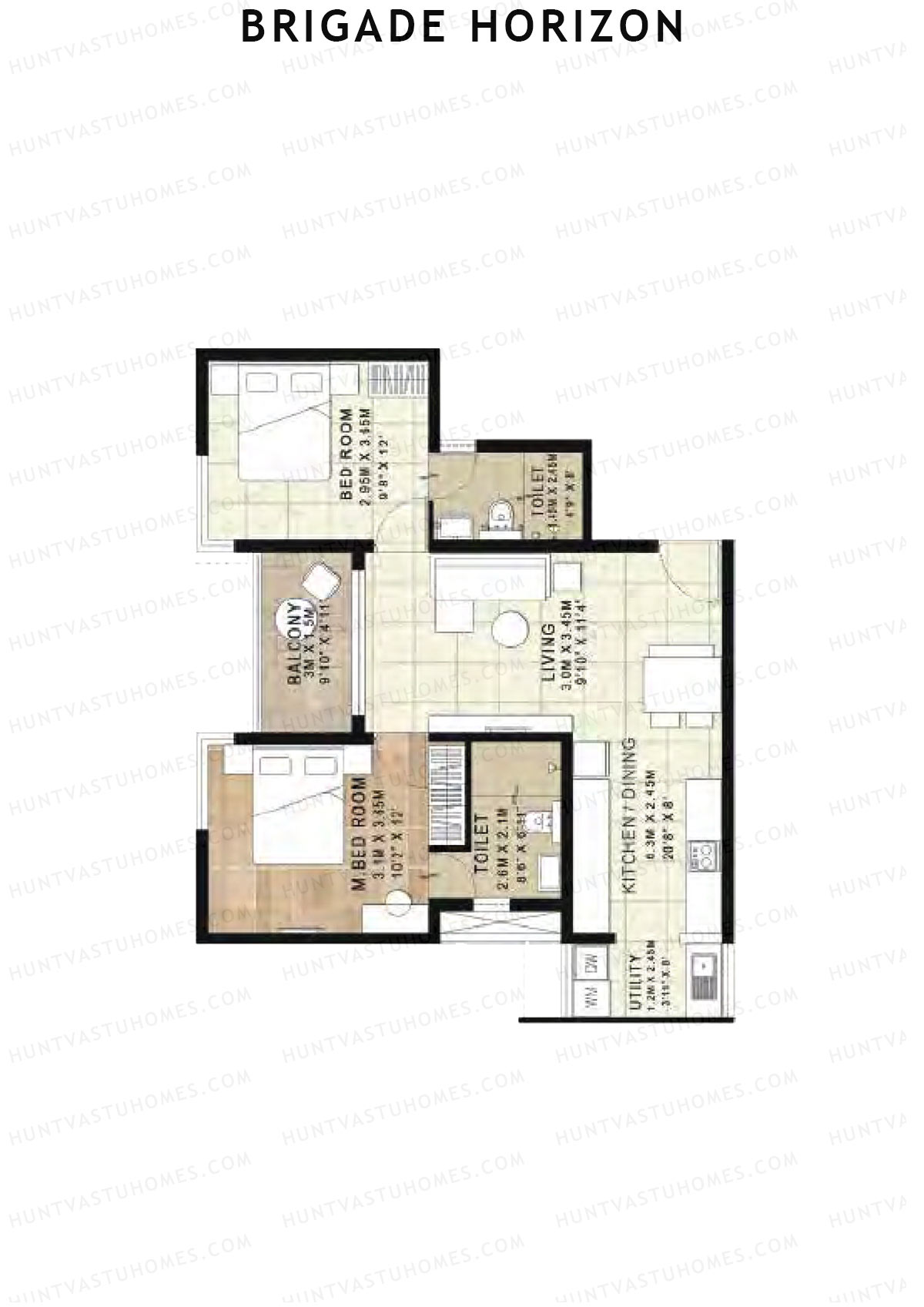 Brigade Horizon Block R Unit 75 (Type 4A) Floor Plan