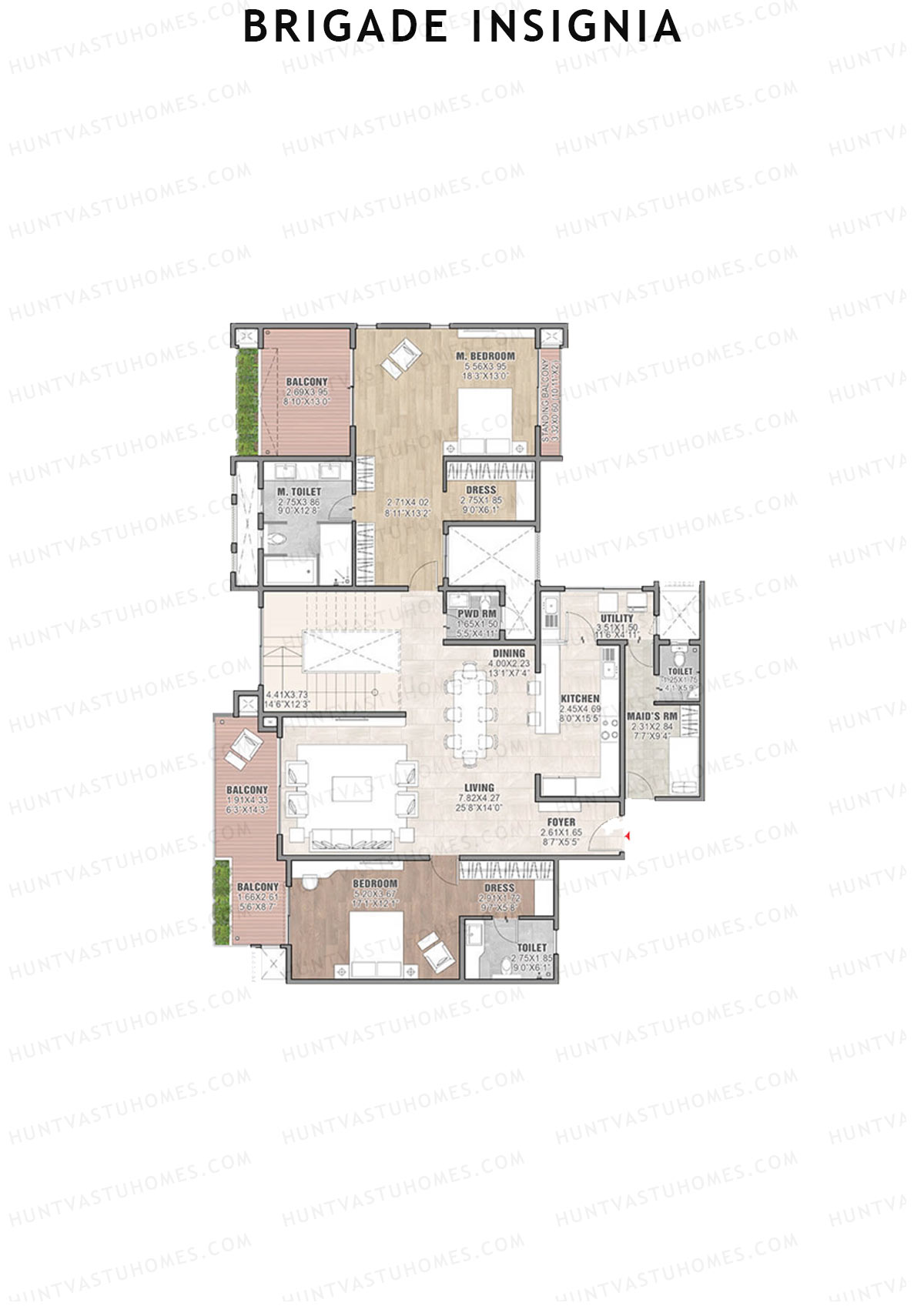 Brigade Insignia Tower A Unit 4 (Duplex ) Floor Plan