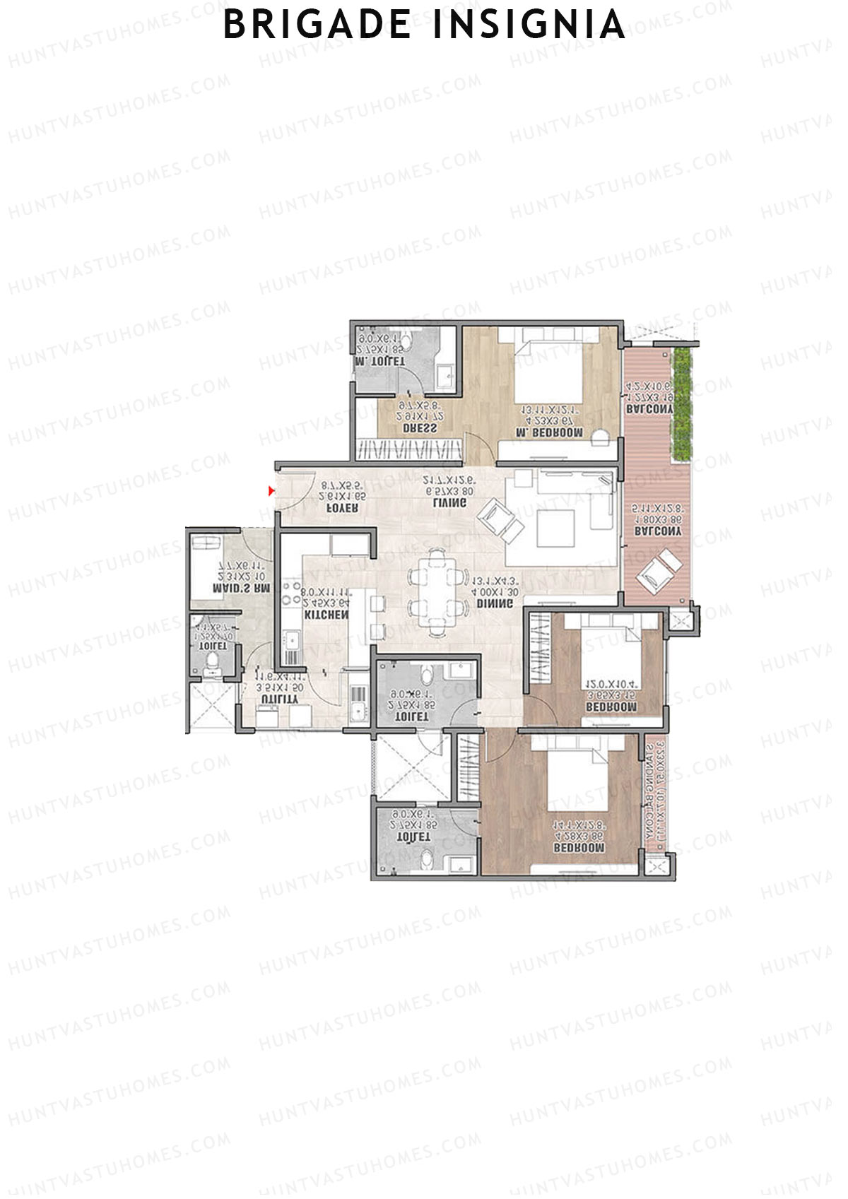 Brigade Insignia Tower B Unit 3 (Type E) Floor Plan
