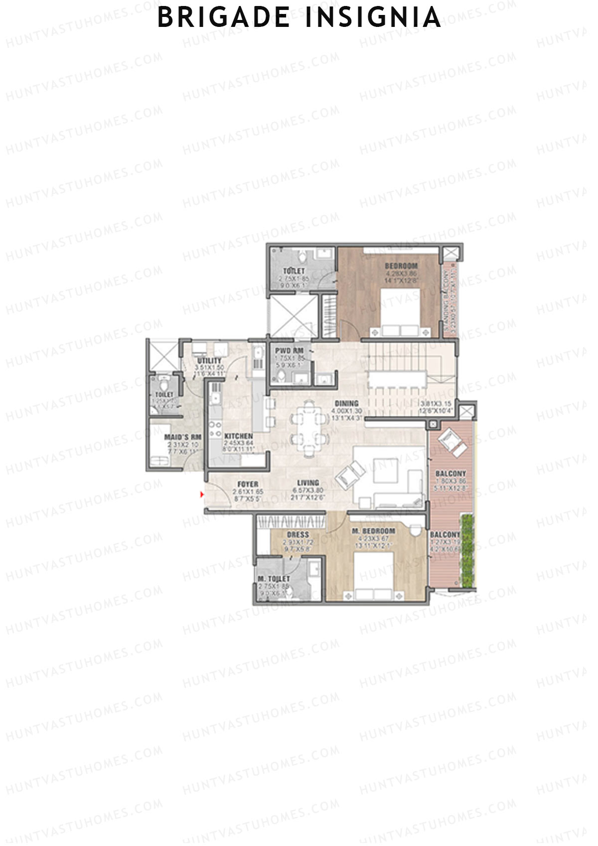 Brigade Insignia Tower C Unit 2 (Duplex ) Floor Plan