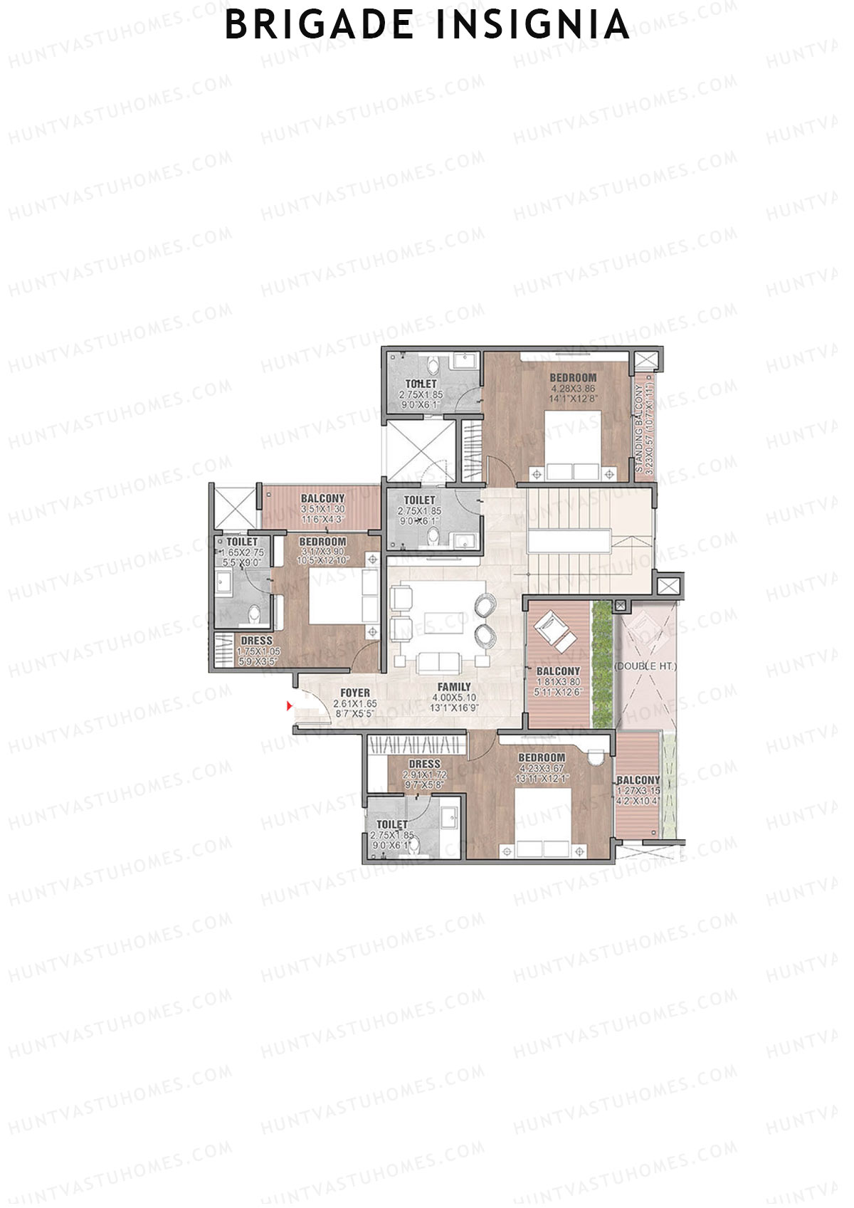 Brigade Insignia Tower C Unit 2 (Duplex ) Floor Plan