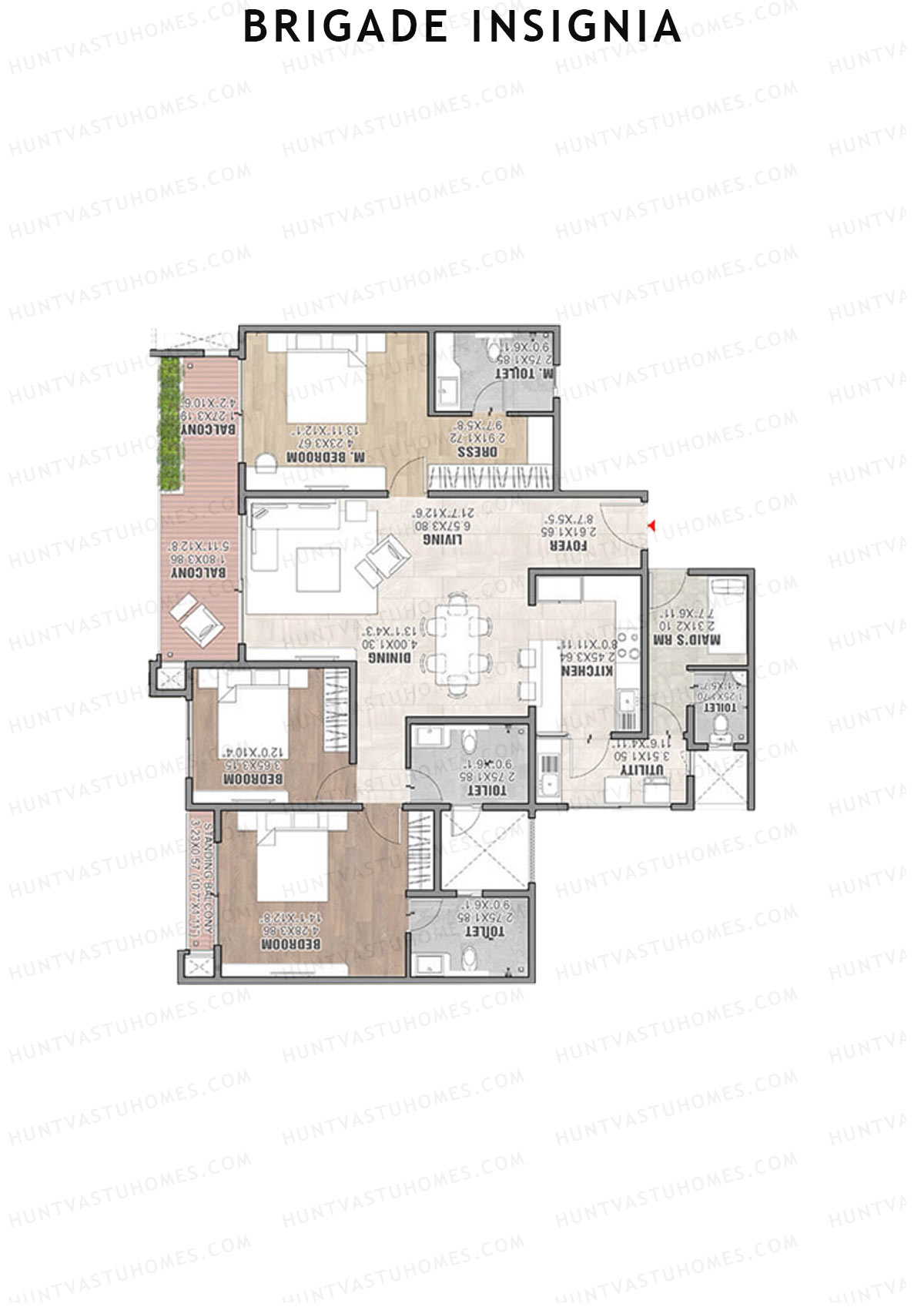 Brigade Insignia Tower D Unit 4 (Type E) Floor Plan