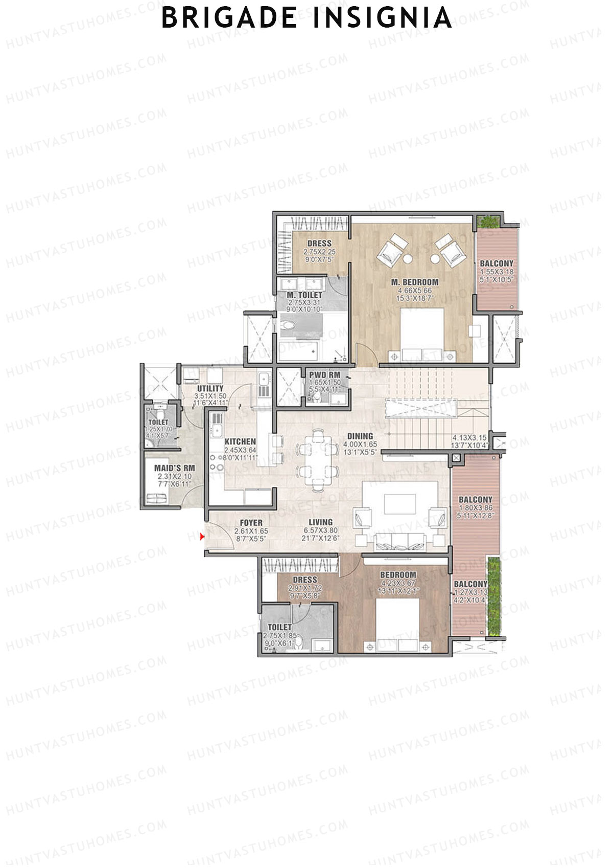 Brigade Insignia Tower F Unit 2 (Duplex ) Floor Plan