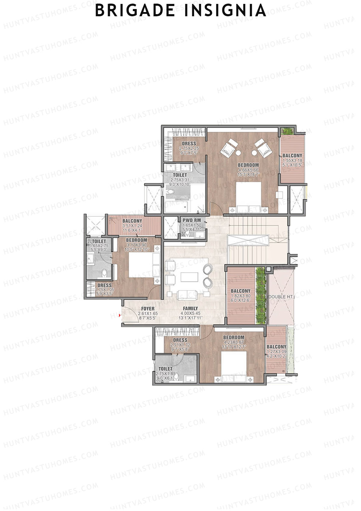 Brigade Insignia Tower F Unit 2 (Duplex ) Floor Plan