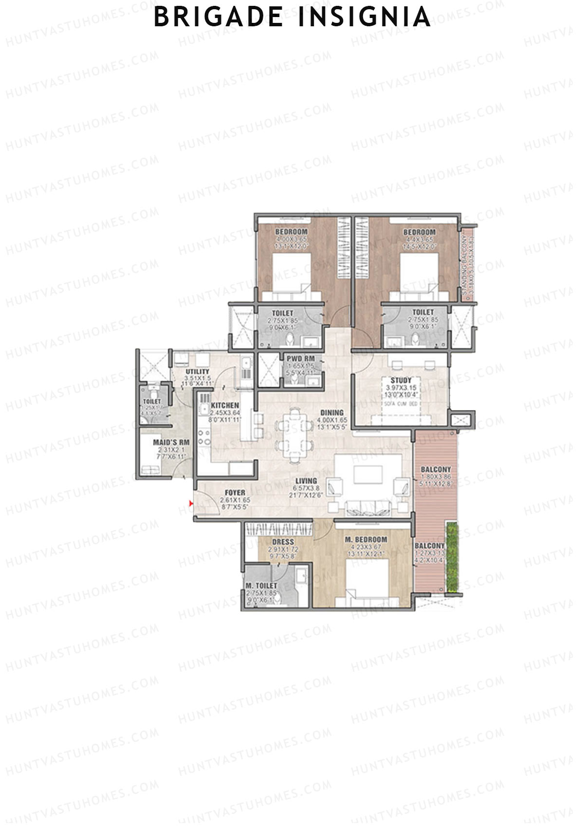 Brigade Insignia Tower F Unit 2 (Type G) Floor Plan