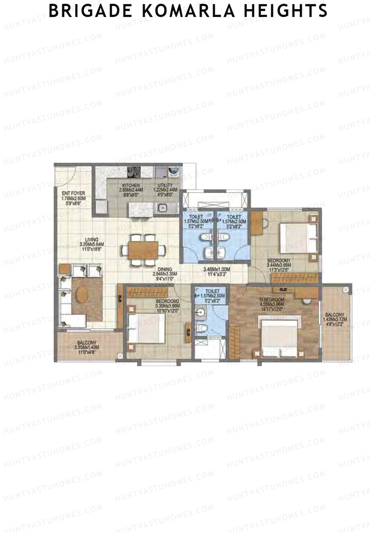 Brigade Komarla Heights Block A Unit 2 (Type L) Floor Plan