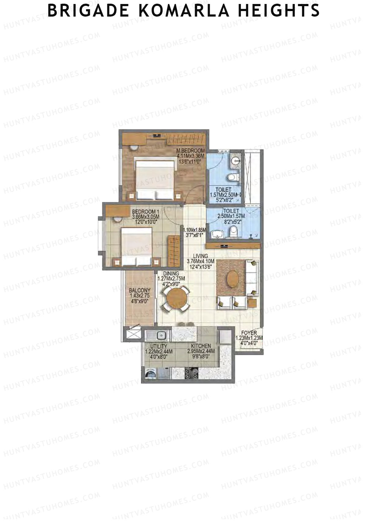 Brigade Komarla Heights Block B Unit 10 (Type C) Floor Plan