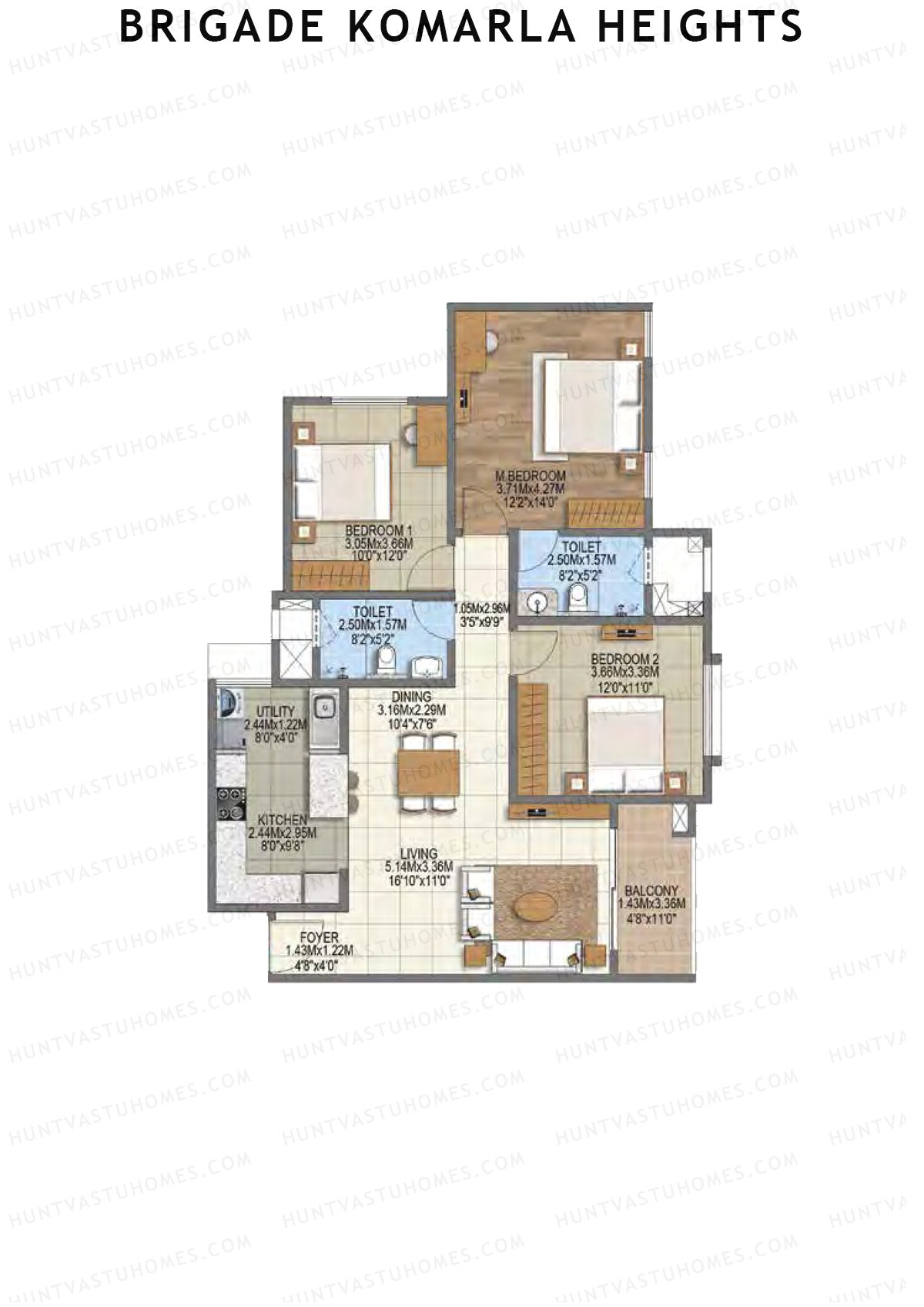 Brigade Komarla Heights Block B Unit 4 (Type G) Floor Plan