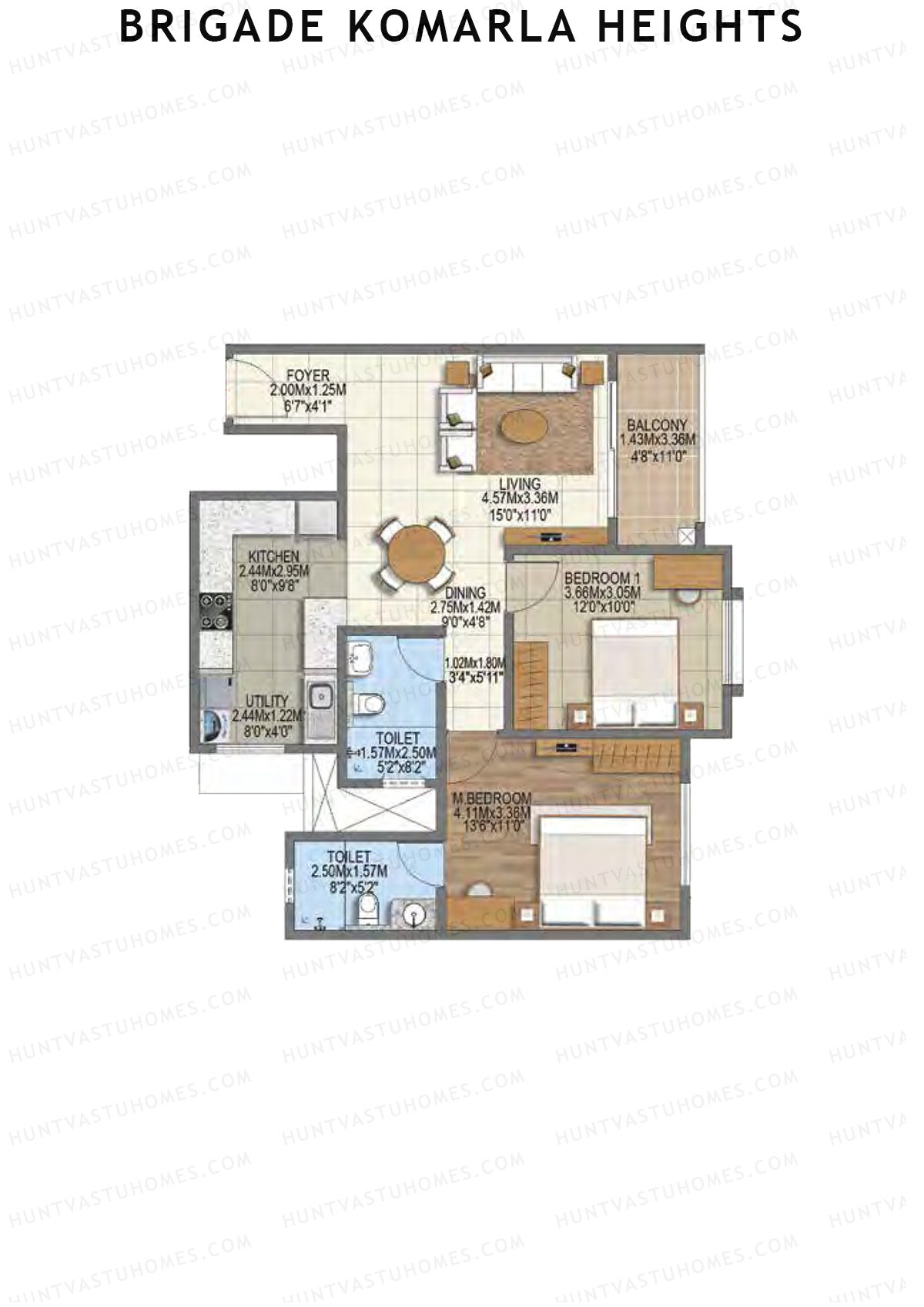 Brigade Komarla Heights Block B Unit 5 (Type E) Floor Plan