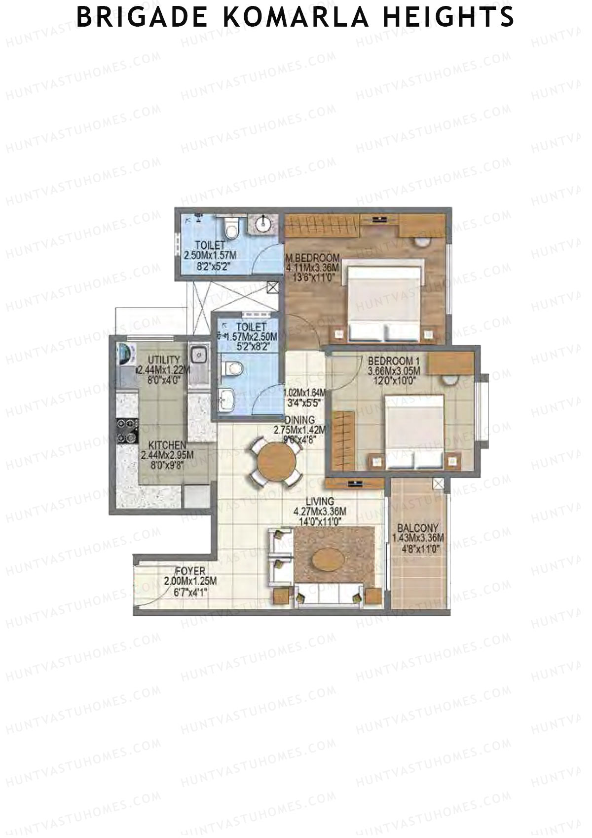 Brigade Komarla Heights Block B Unit 6 (Type F) Floor Plan