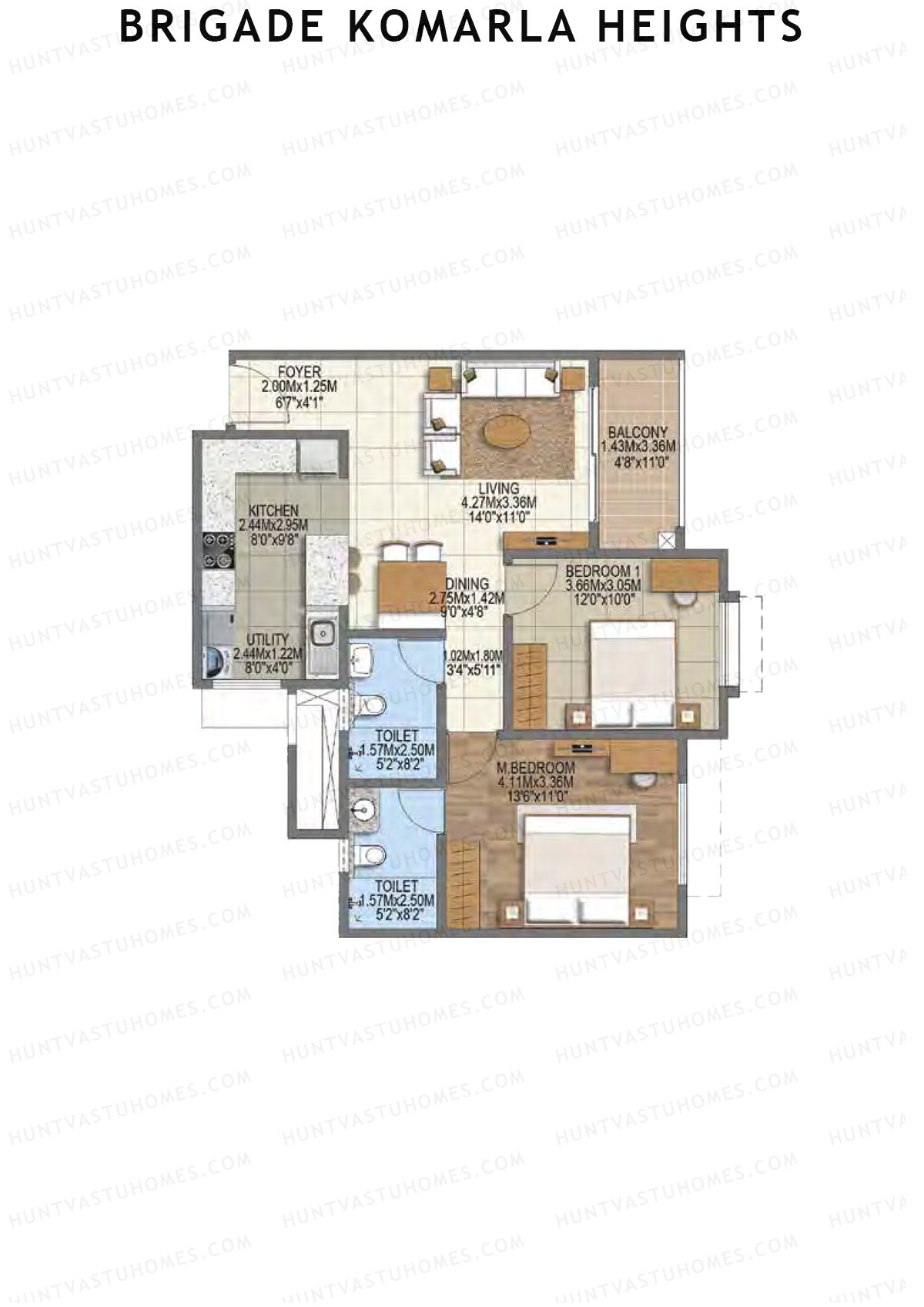 Brigade Komarla Heights Block B Unit 7 (Type D) Floor Plan