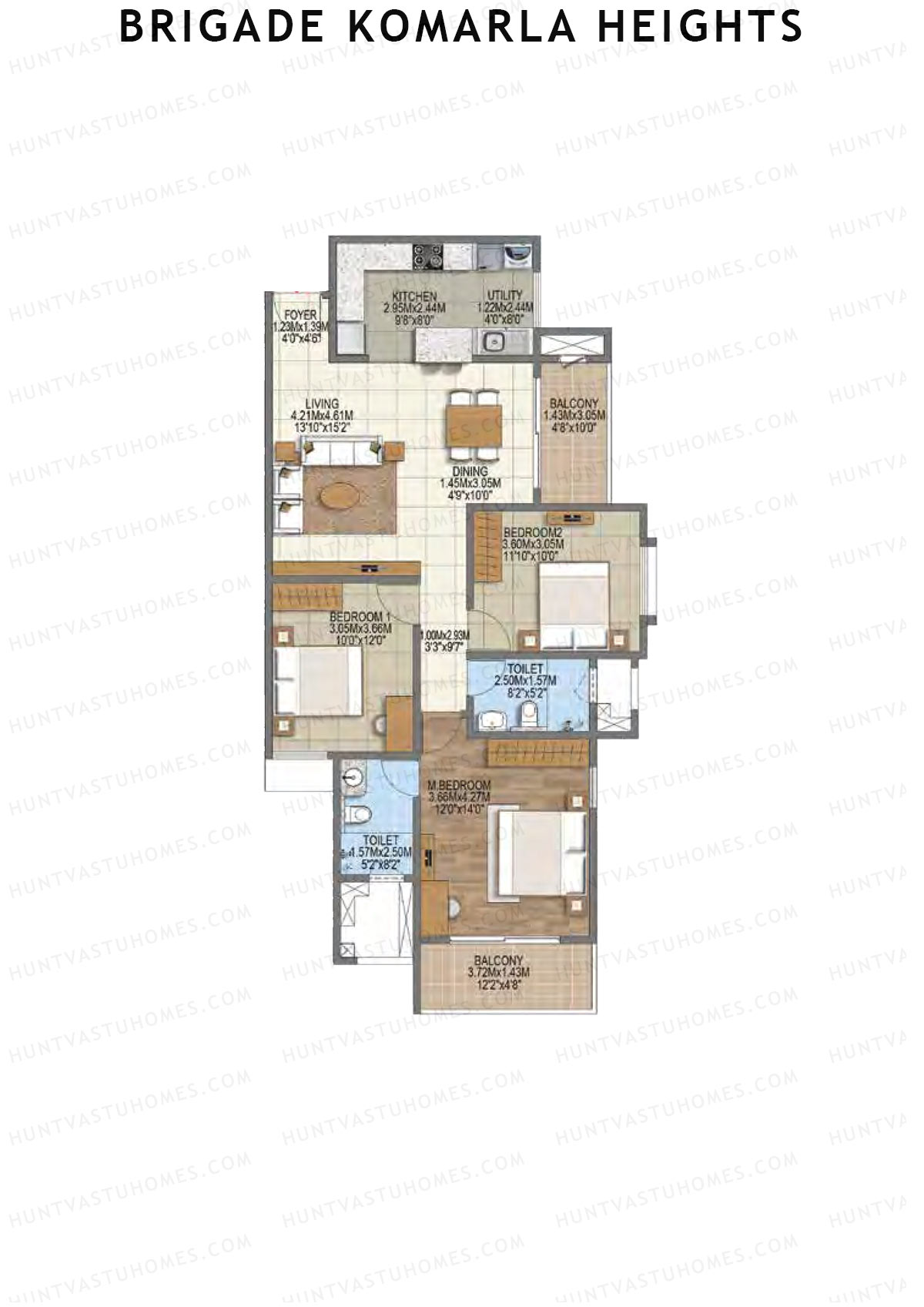 Brigade Komarla Heights Block B Unit 8 (Type J) Floor Plan