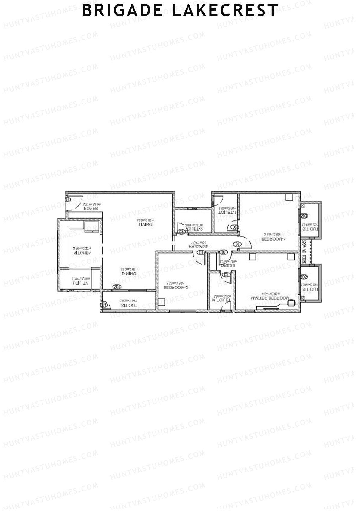 Brigade Lakecrest Block 2 Wing A Unit 2 Floor Plan