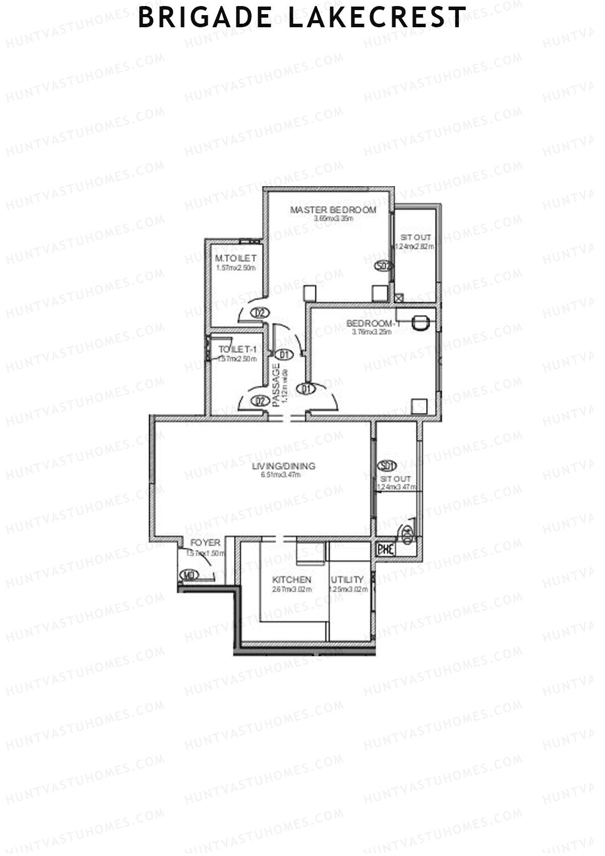 Brigade Lakecrest Block 2 Wing A Unit 6 Floor Plan