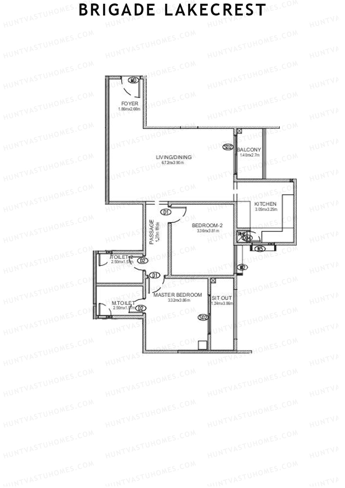 Brigade Lakecrest Block 2 Wing B Unit 12 Floor Plan