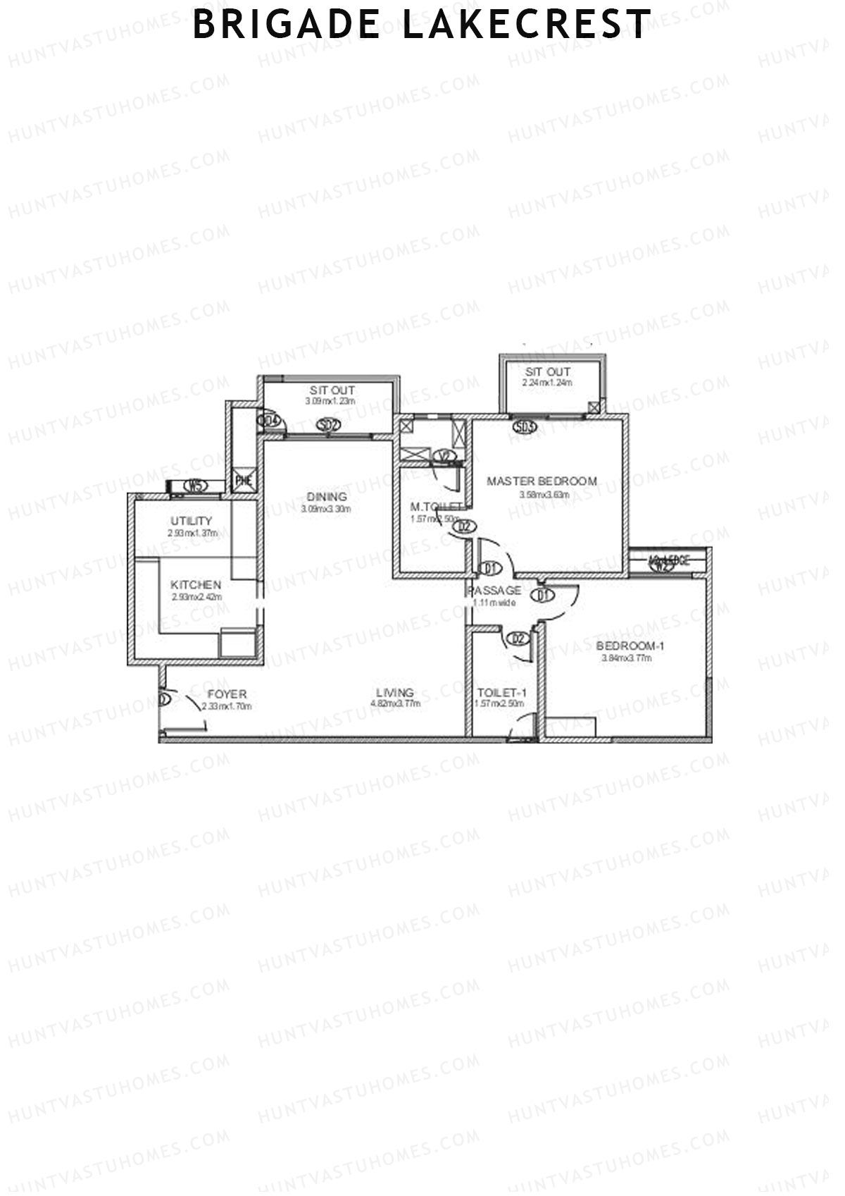 Brigade Lakecrest Block 2 Wing C Unit 14 Floor Plan