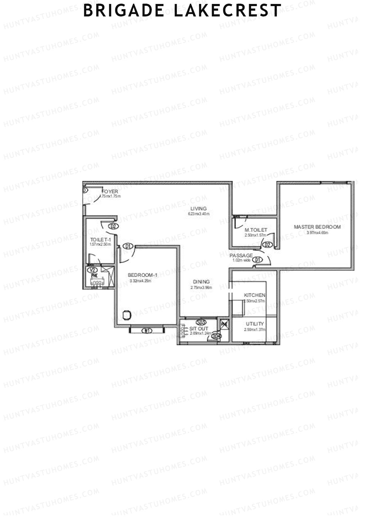 Brigade Lakecrest Block 2 Wing C Unit 15 Floor Plan