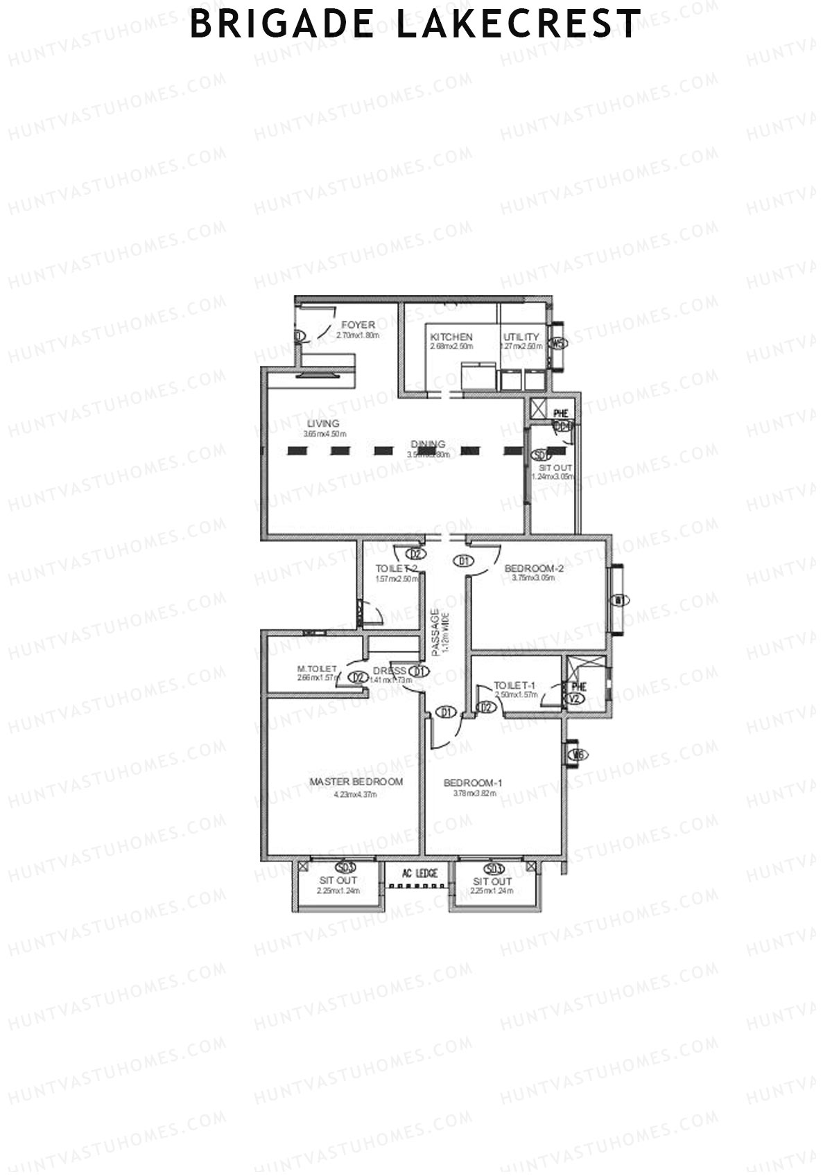 Brigade Lakecrest Block 2 Wing C Unit 16 Floor Plan