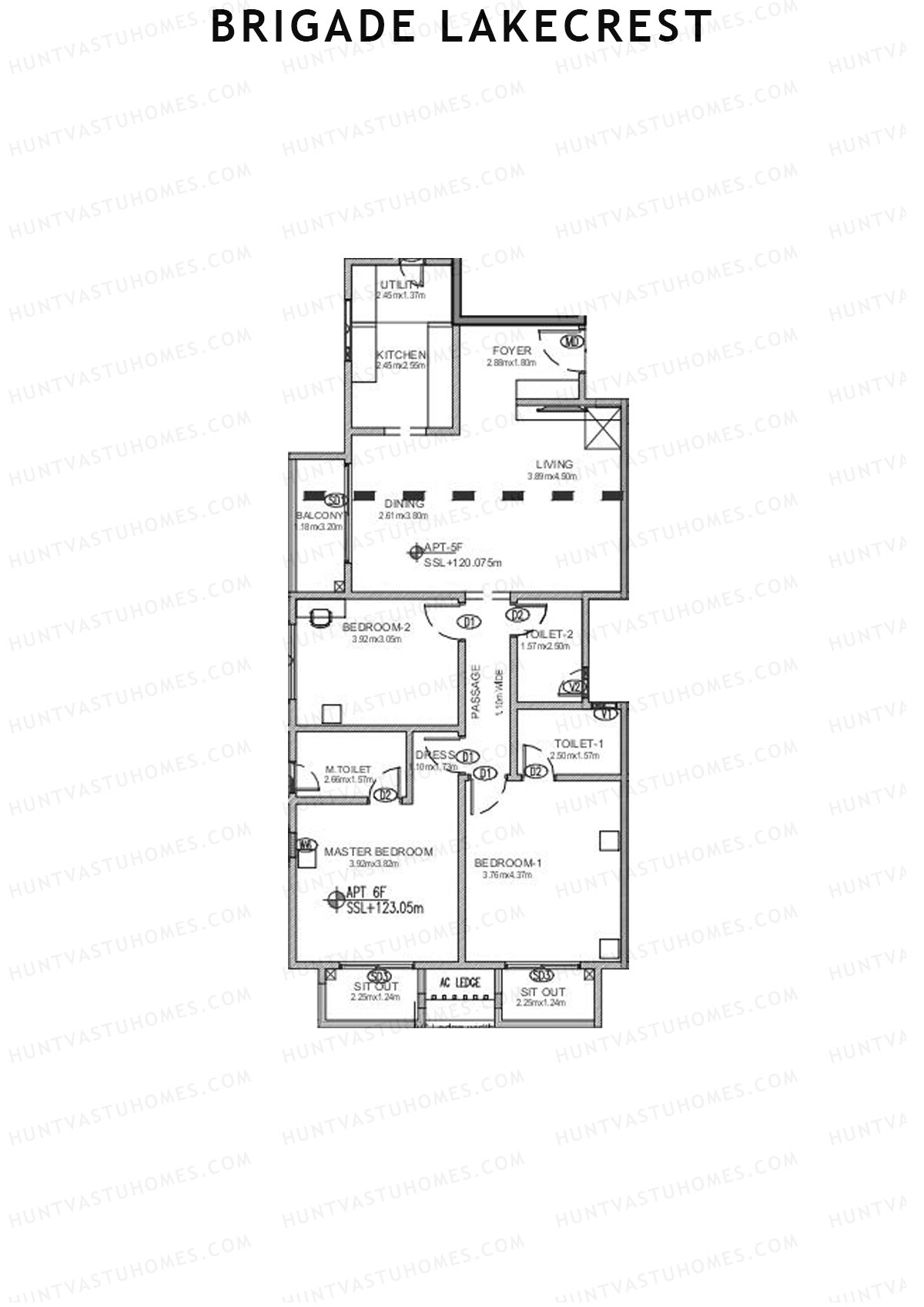 Brigade Lakecrest Block 2 Wing C Unit 17 Floor Plan