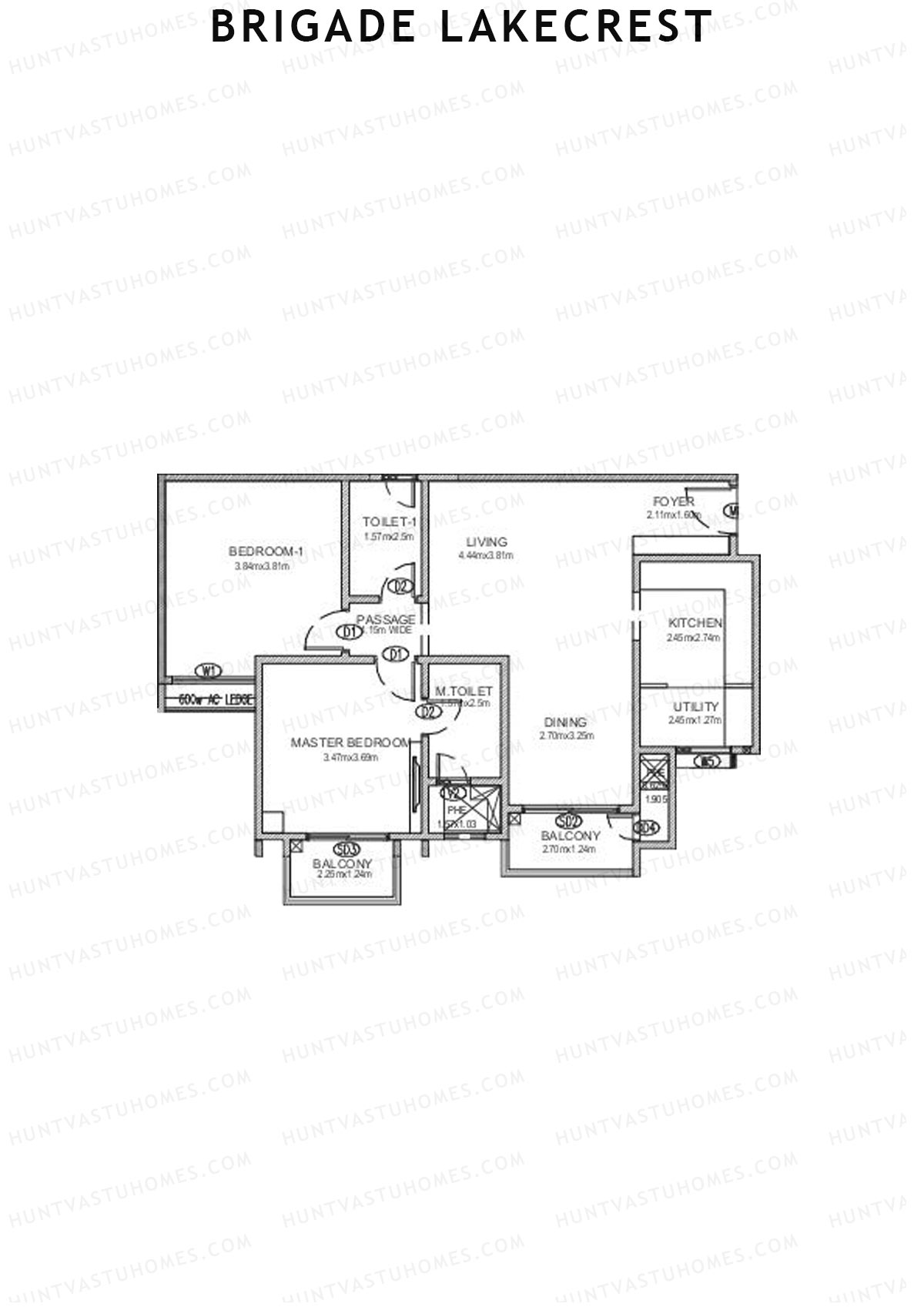 Brigade Lakecrest Block 2 Wing C Unit 18 Floor Plan