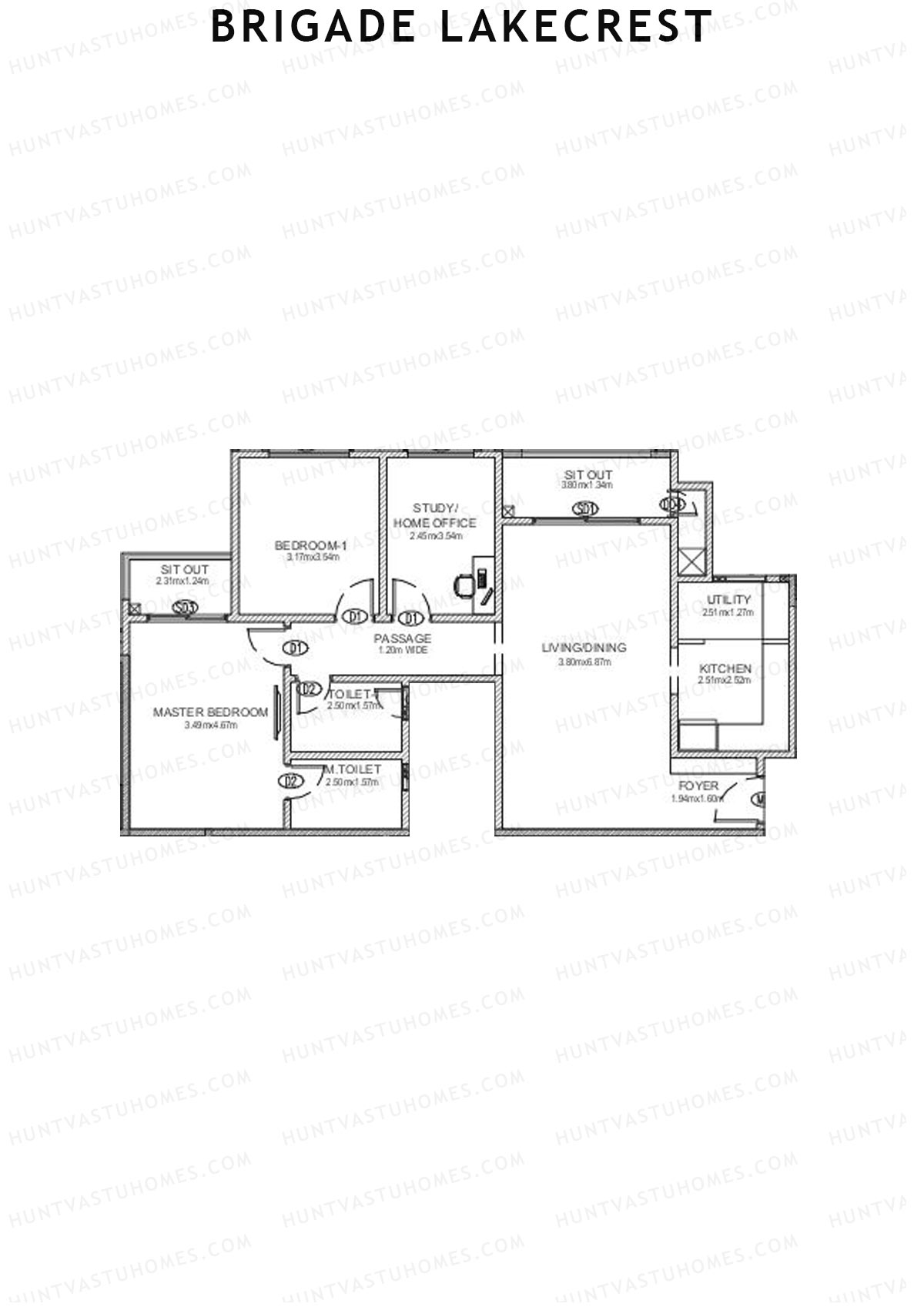Brigade Lakecrest Block 2 Wing C Unit 19 Floor Plan