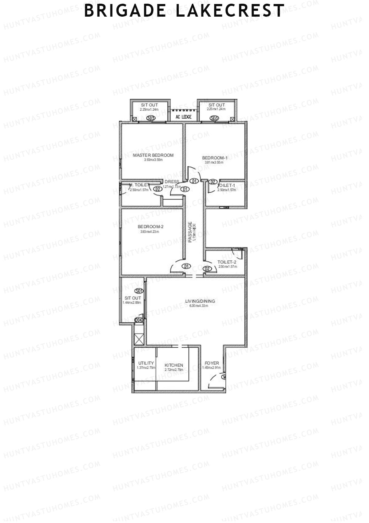 Brigade Lakecrest Block 2 Wing C Unit 20 Floor Plan