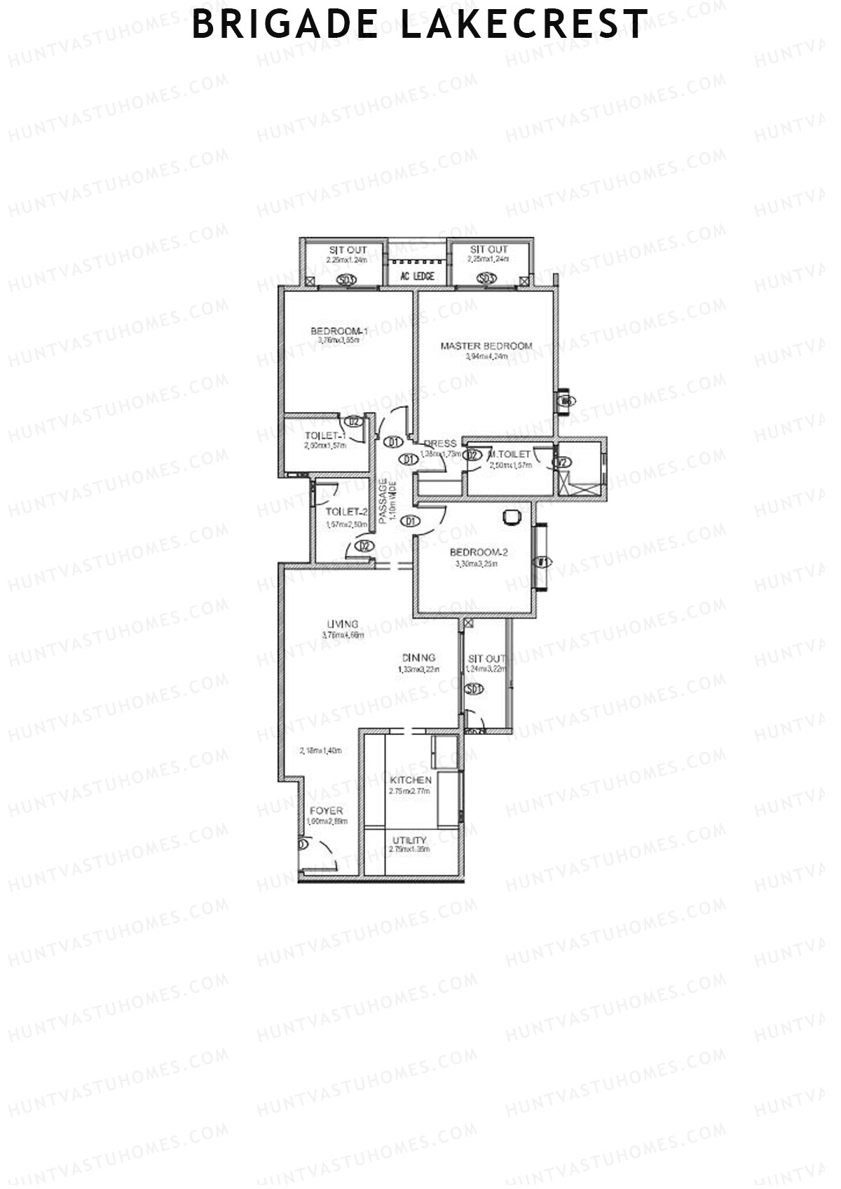 Brigade Lakecrest Block 2 Wing C Unit 21 Floor Plan