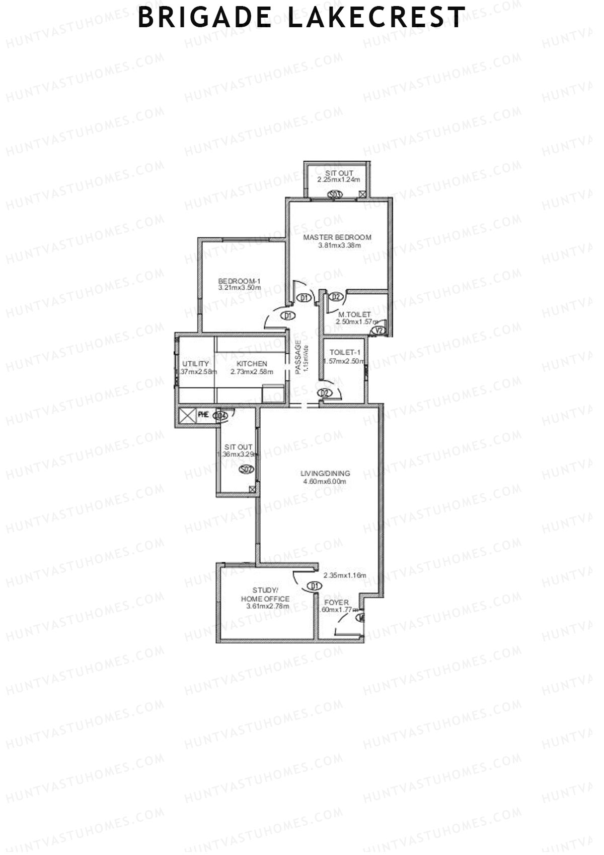 Brigade Lakecrest Block 2 Wing D Unit 24 Floor Plan