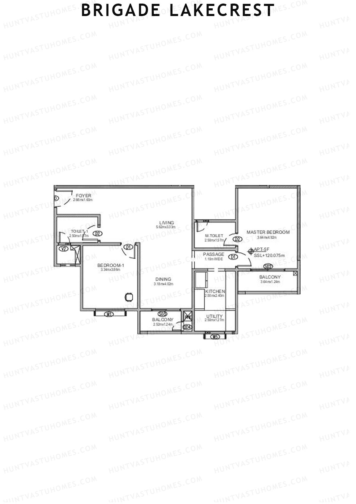 Brigade Lakecrest Block 2 Wing D Unit 27 Floor Plan